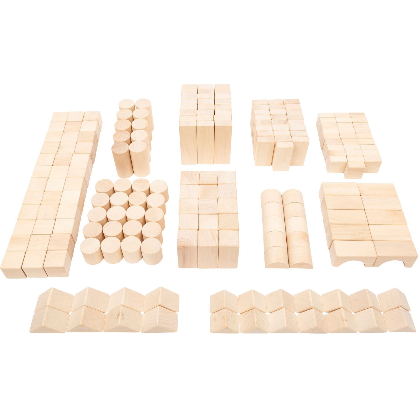 Small Foot Natural Wooden Building Blocks - 200 Piece Bulk Pack