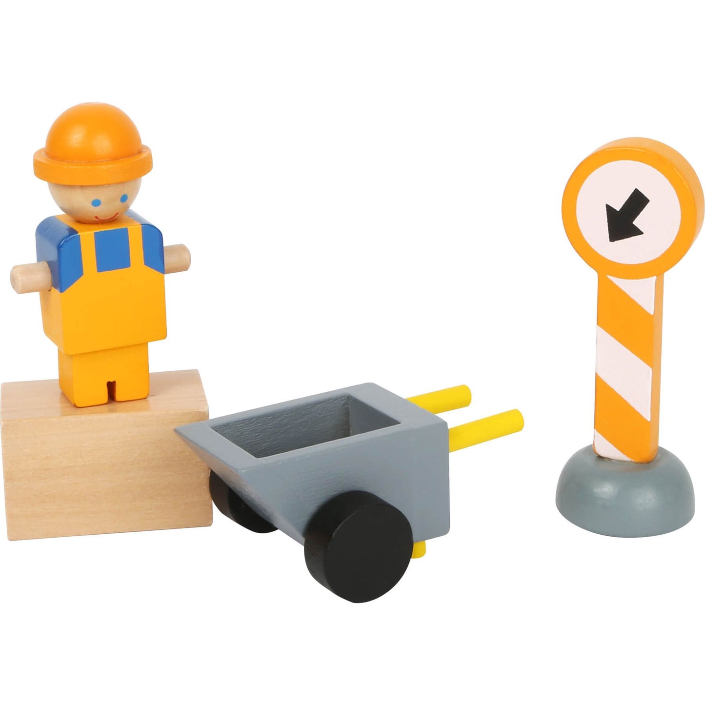 Small Foot Wooden Crane with Construction Site Accessories