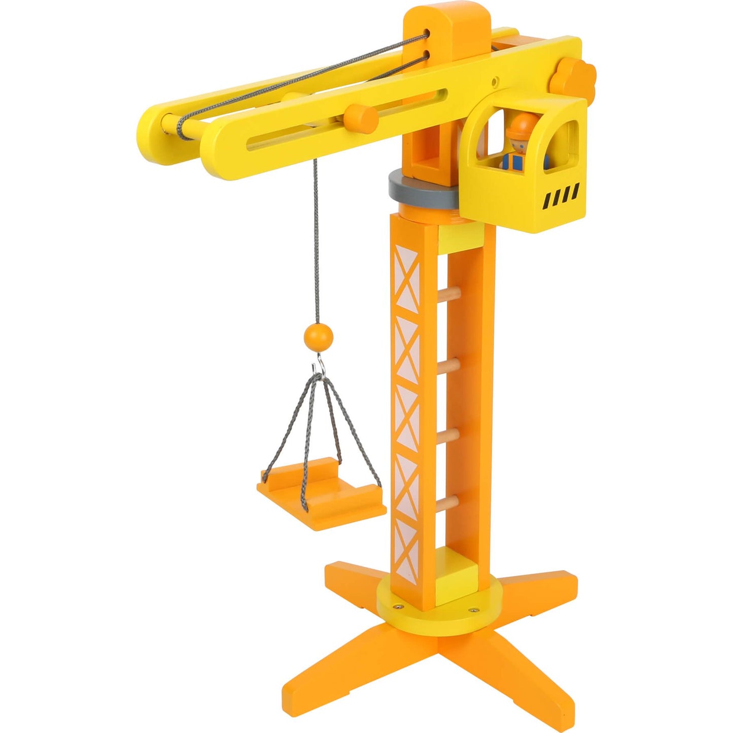 Small Foot Wooden Crane with Construction Site Accessories