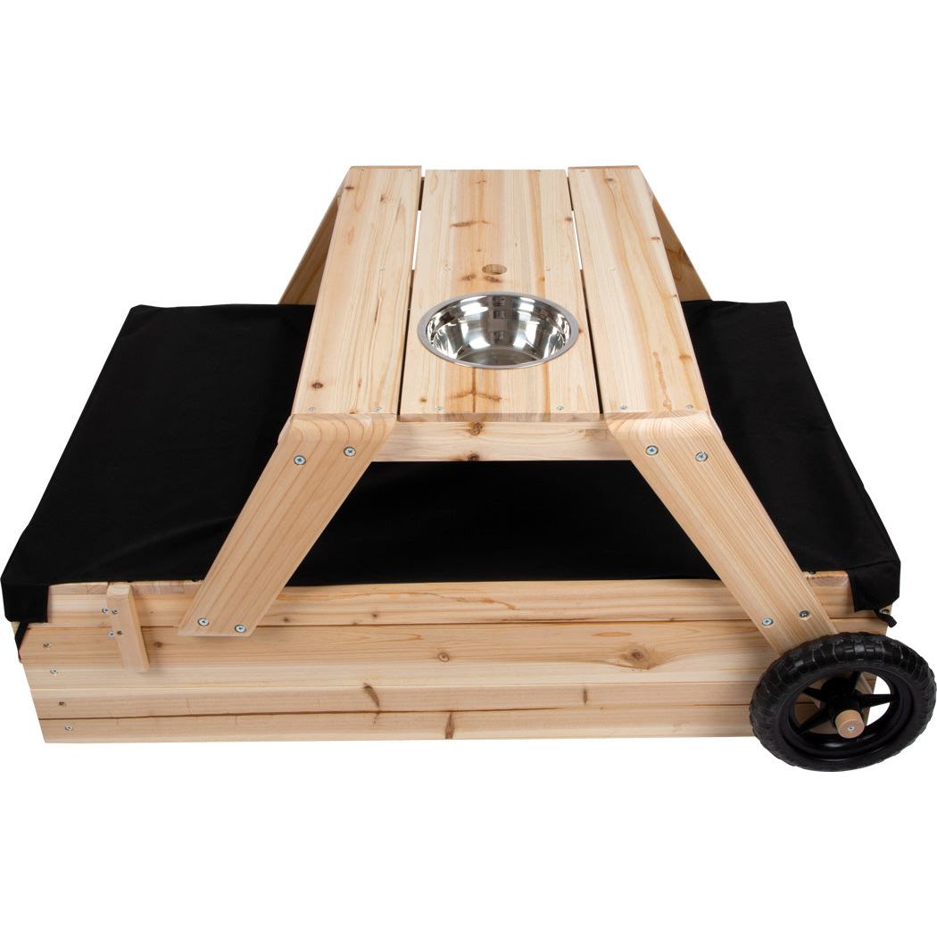 Small Foot Sandbox with Seating Area and Mud Table