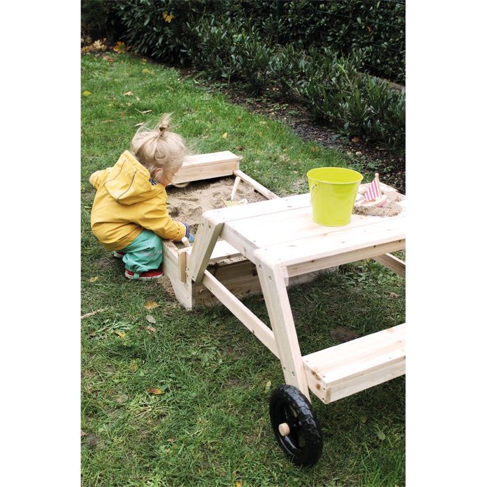 Small Foot Sandbox with Seating Area and Mud Table
