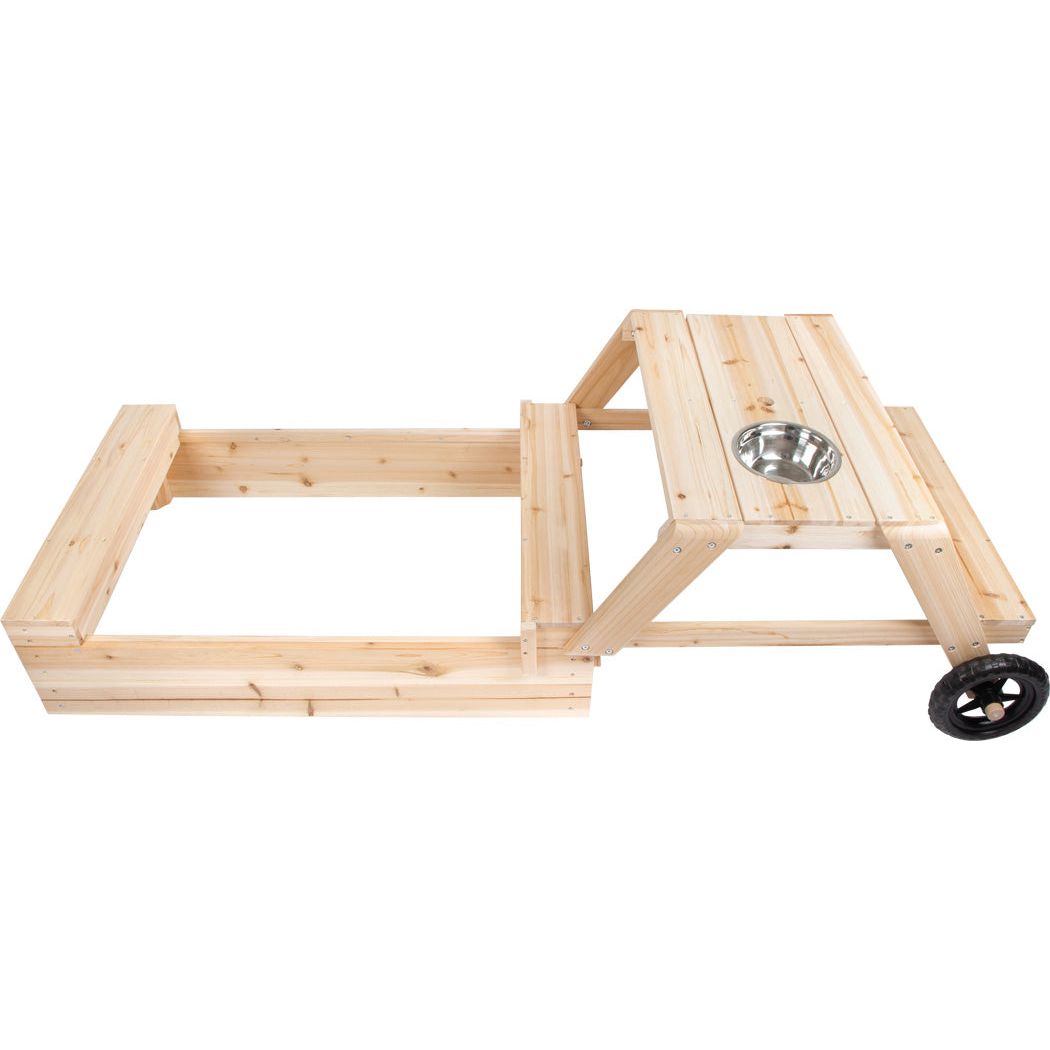 Small Foot Sandbox with Seating Area and Mud Table