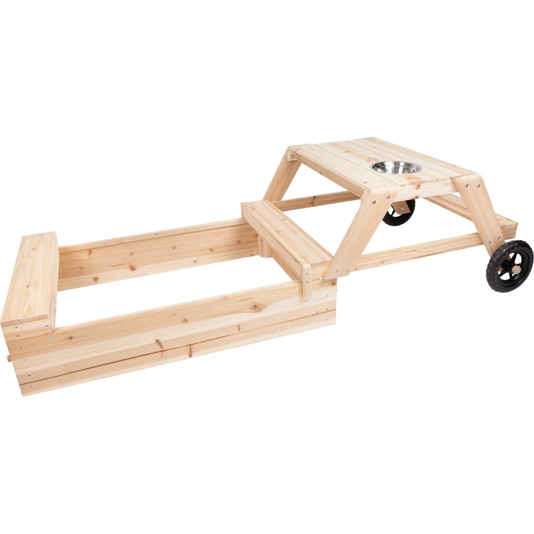 Small Foot Sandbox with Seating Area and Mud Table