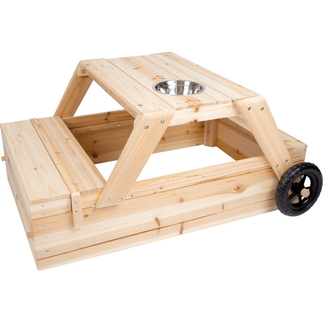 Small Foot Sandbox with Seating Area and Mud Table