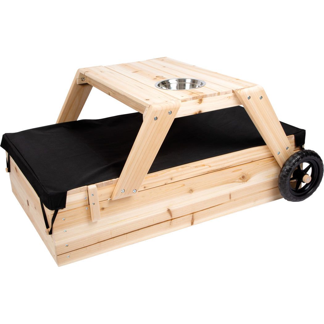 Small Foot Sandbox with Seating Area and Mud Table