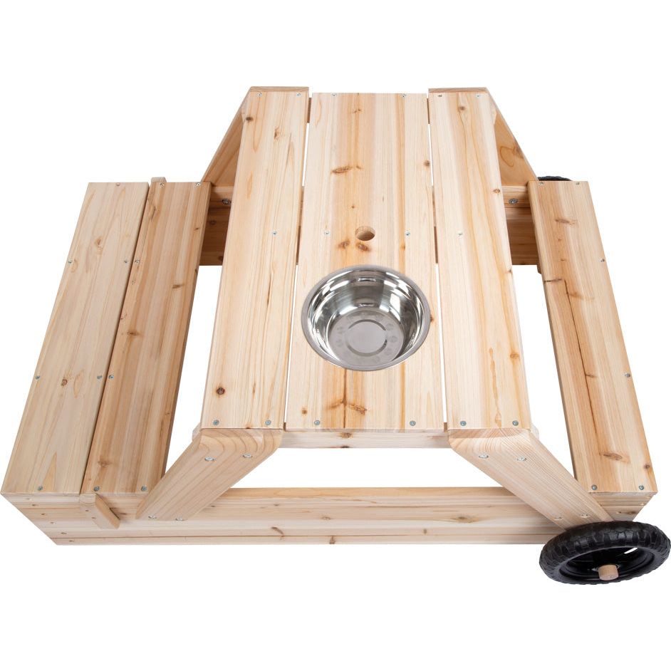 Small Foot Sandbox with Seating Area and Mud Table