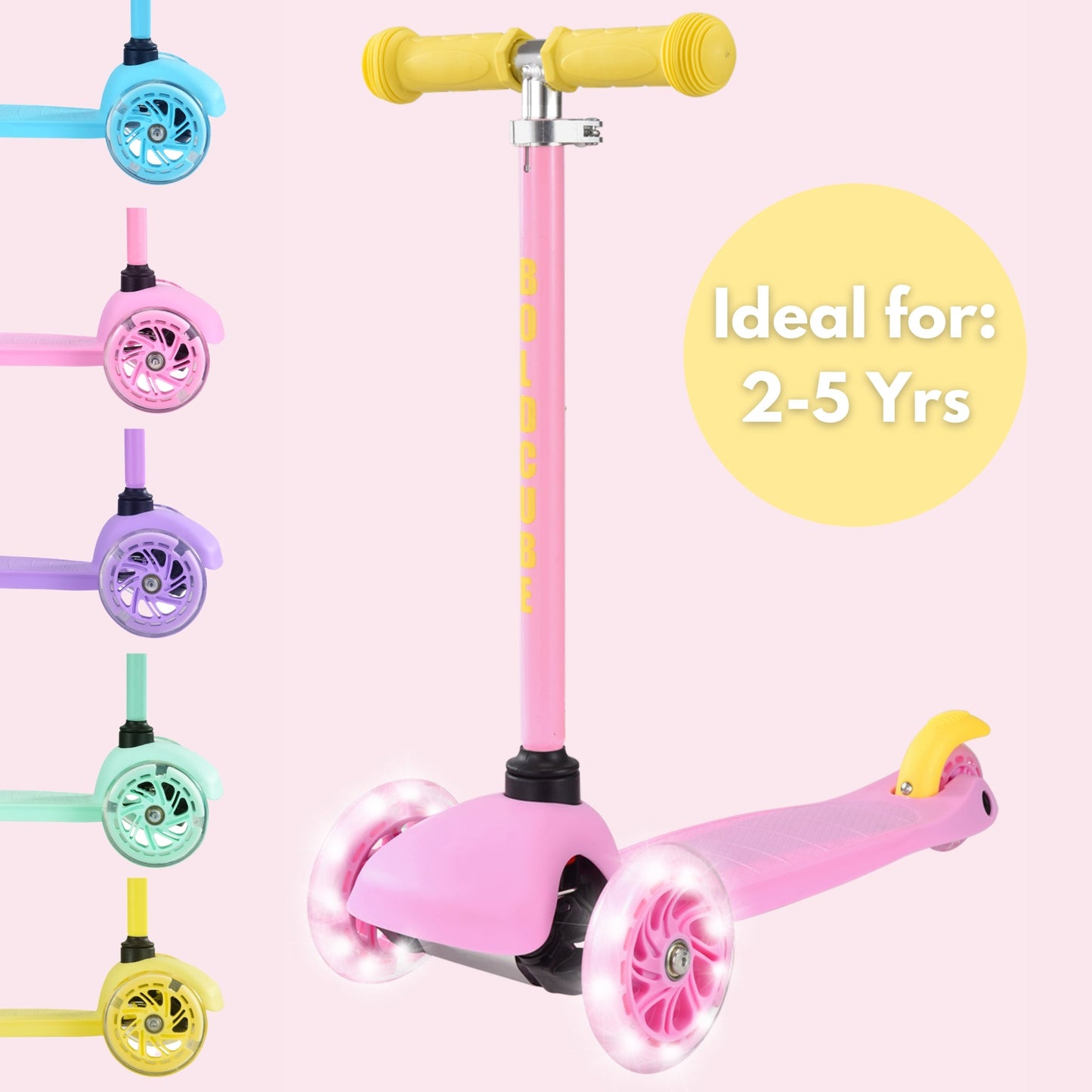 BOLDCUBE Pink & Yellow - Teeny 3 Wheel Scooter