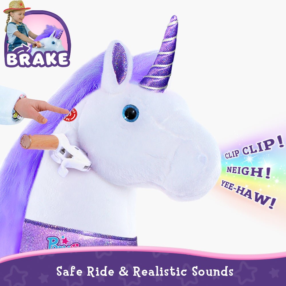Ponycycle Ride-on Plush Unicorn Age 4-8 Purple