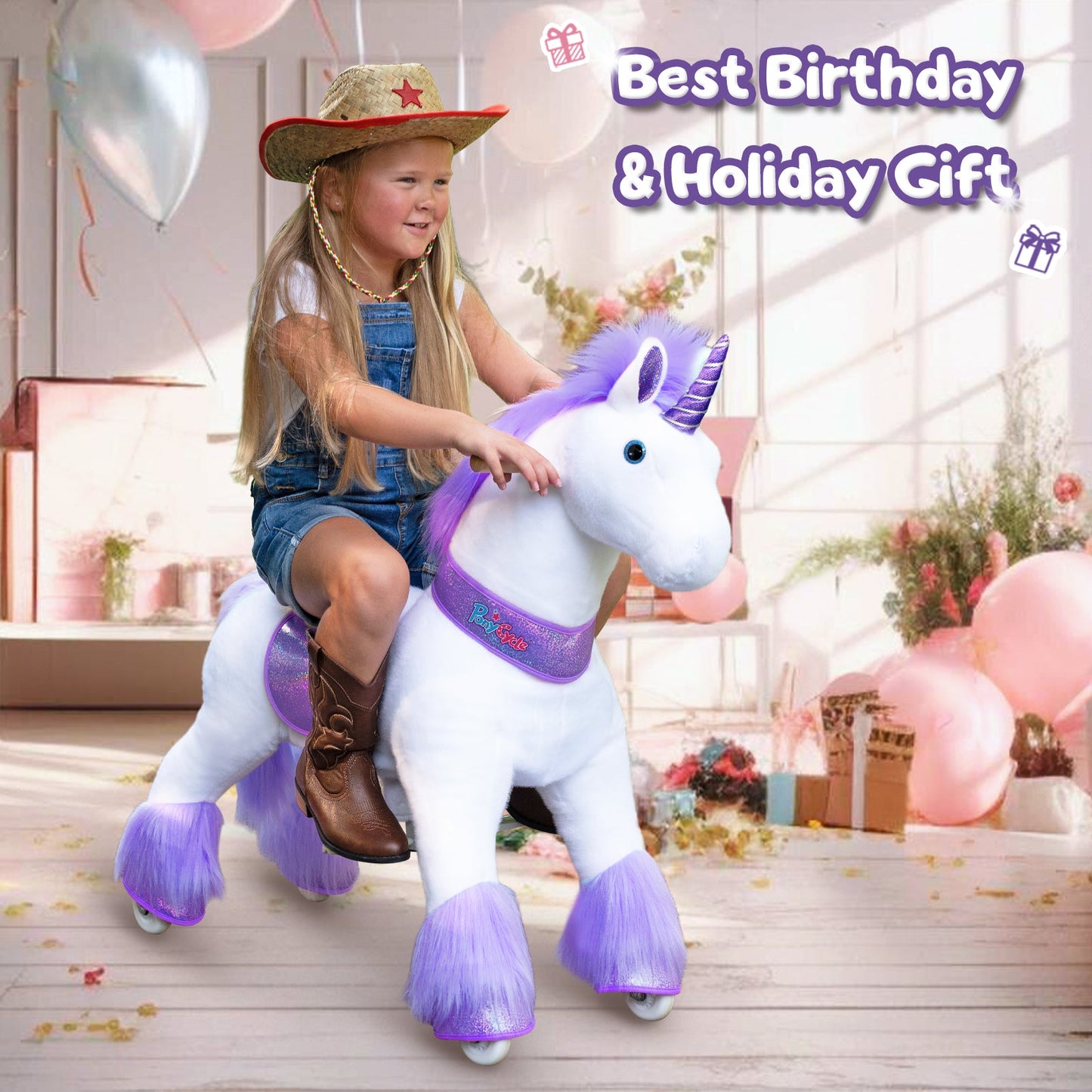 Ponycycle Ride-on Plush Unicorn Age 4-8 Purple