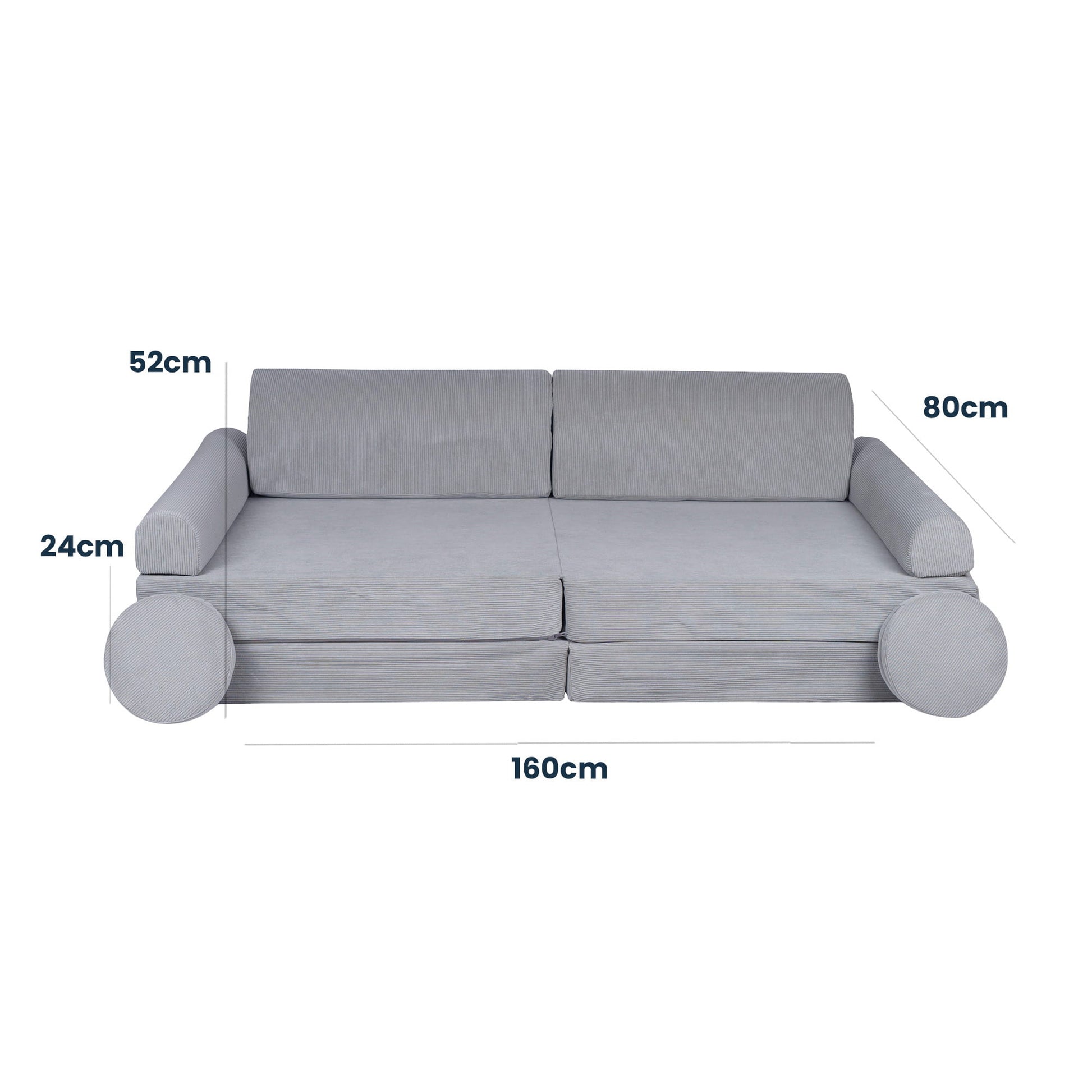 MeowBaby Childrens Soft Play Sofa & Fold Out Bed - Corduroy Ecru - The Online Toy Shop12
