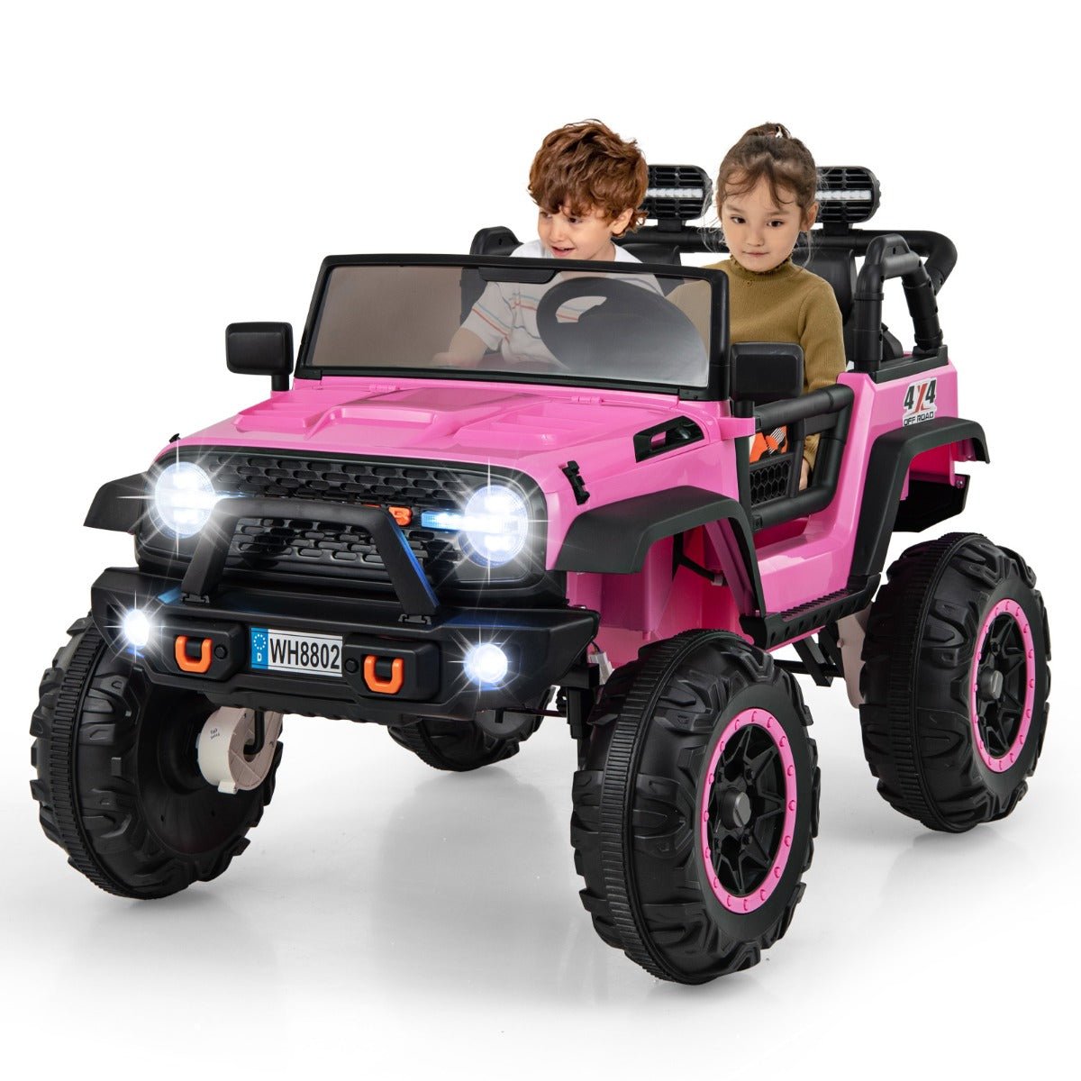 2-Seater Ride On Car with Remote Control and Horn for Boys and Girls-Pink