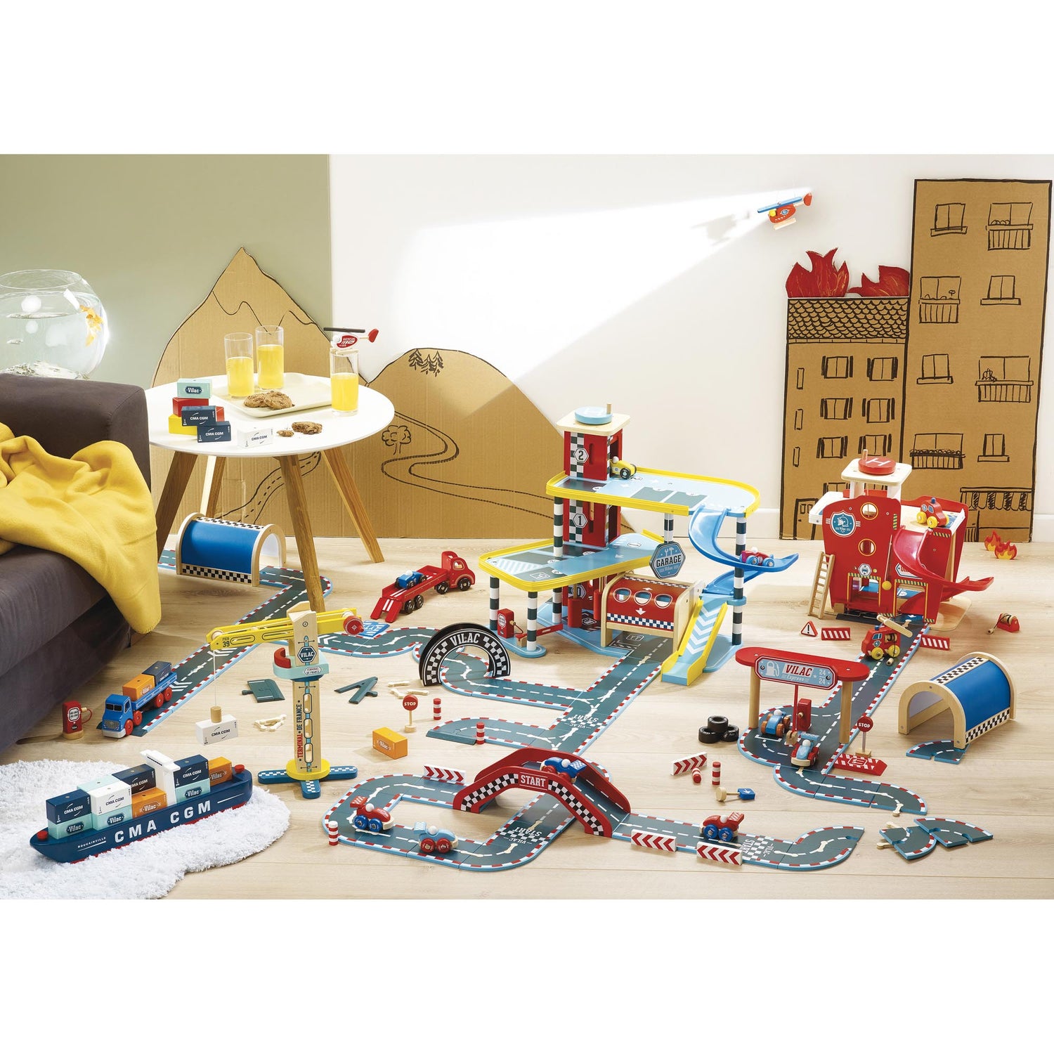 vilac wooden toys, car and city playsets