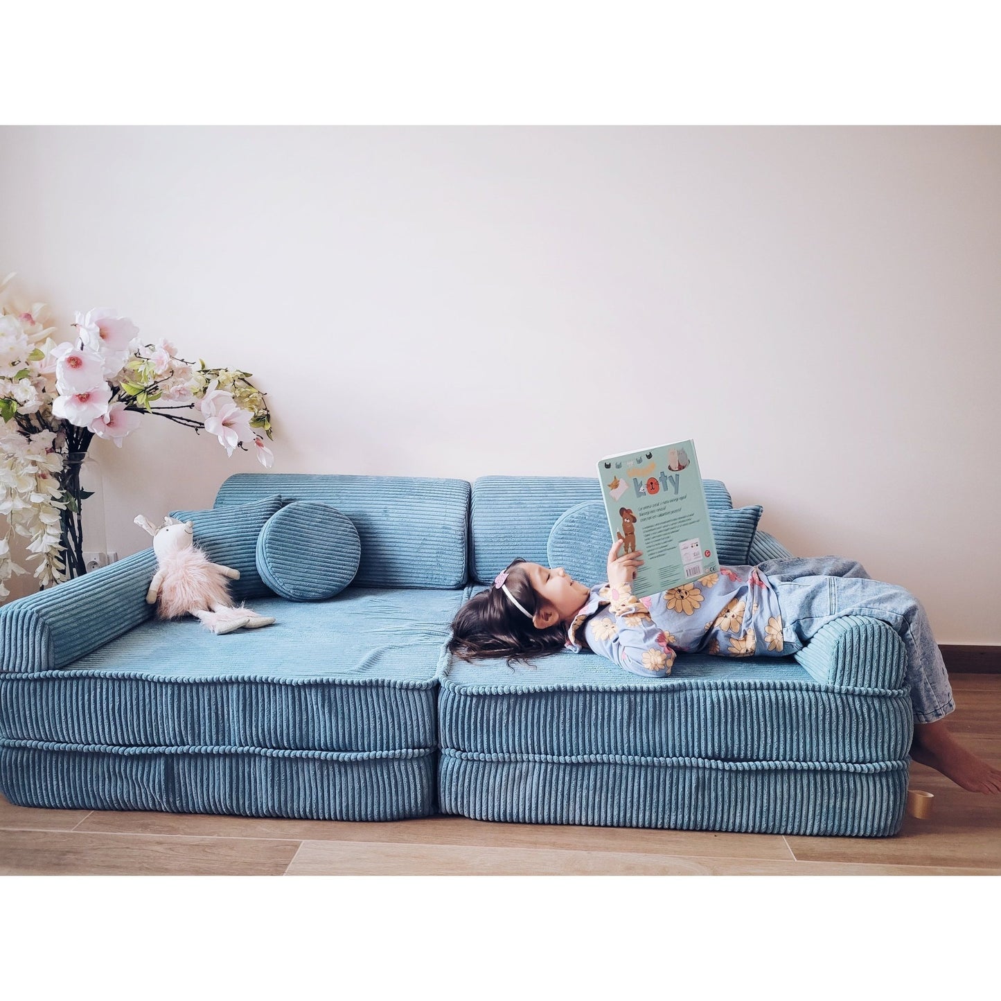 Meow Baby Childrens Premium Aesthetic Soft Play Sofa & Fold Out Bed