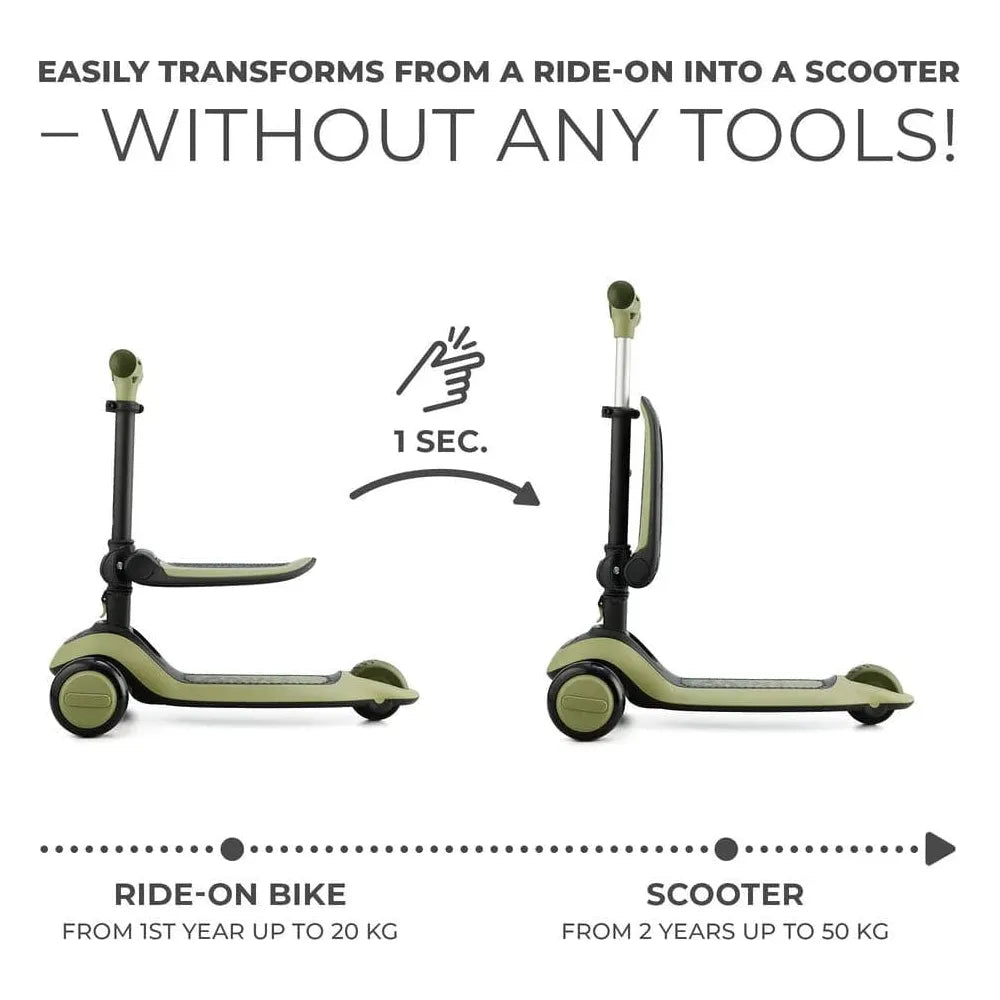 KinderKraft Halley Seated to Standing Scooter - Green instructions