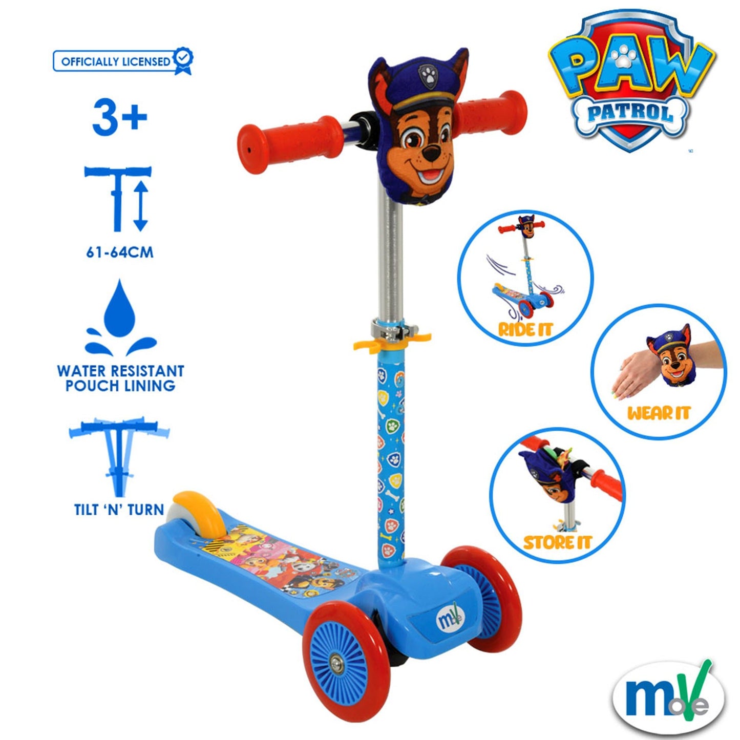 MV Paw Patrol Mini Go! Tilt Scooter with Squishle