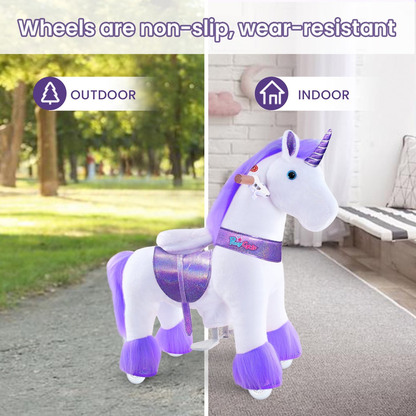 Ponycycle Ride-on Plush Unicorn Age 4-8 Purple