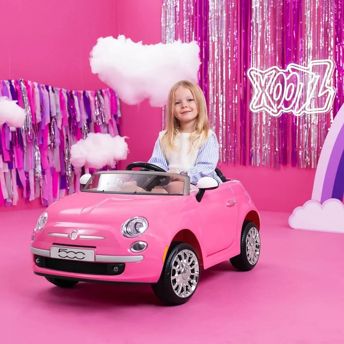 Xootz Fiat 500 12V Electric Ride On - Pink