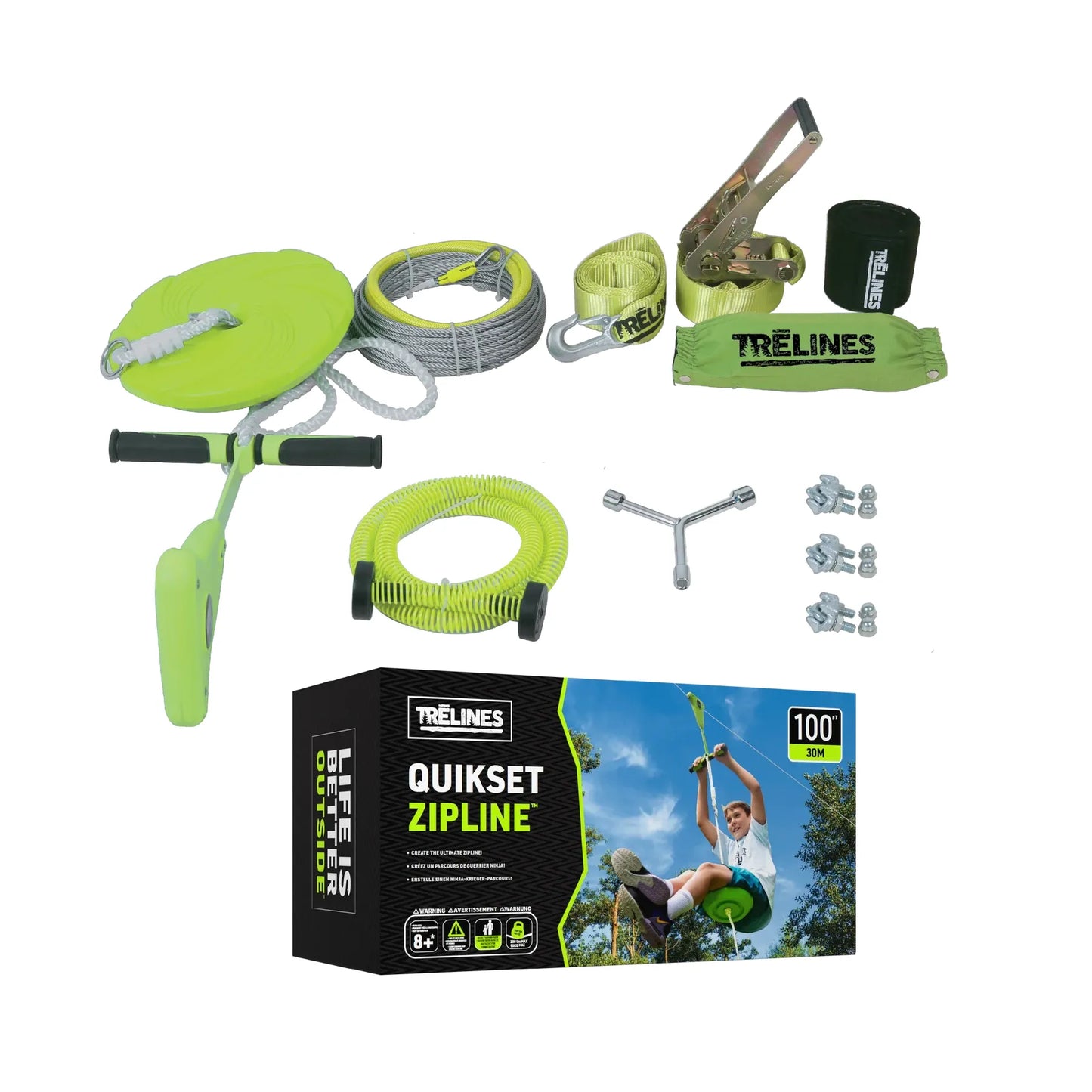 Trēlines Zip line with Brake (Quick Setup Kit)