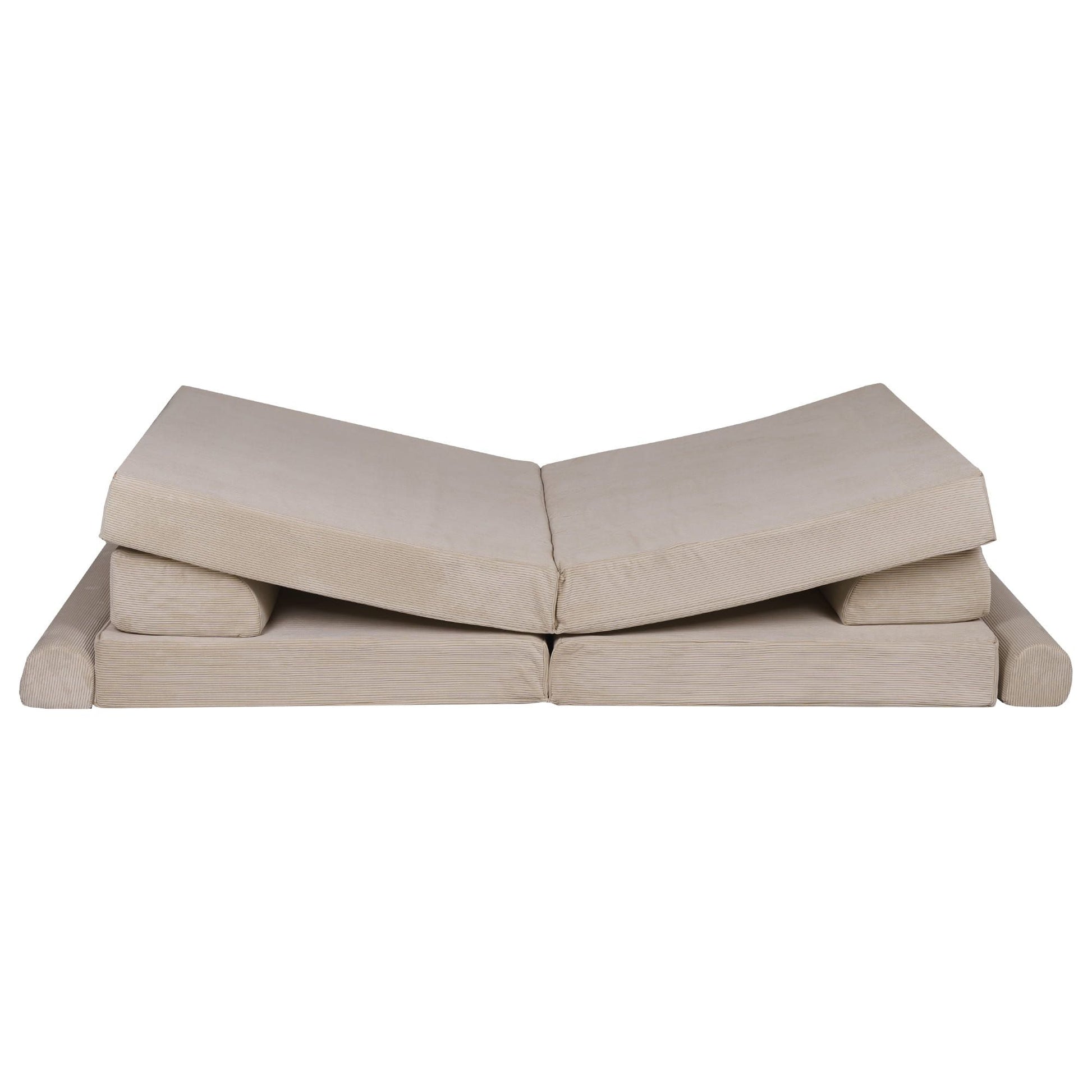 MeowBaby Childrens Soft Play Sofa & Fold Out Bed - Corduroy Ecru - The Online Toy Shop10