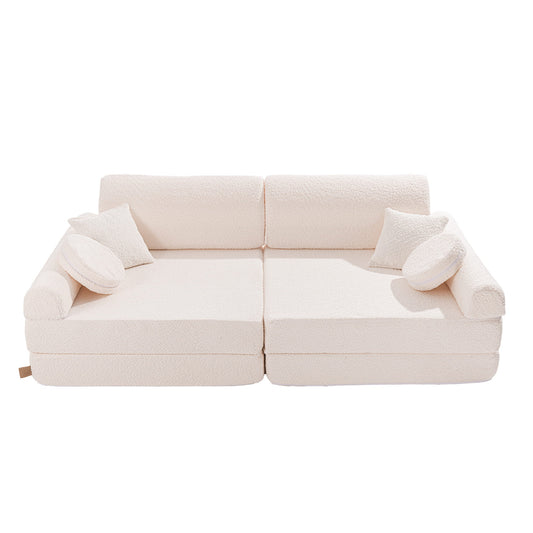 Meow Baby Boucle Childrens Soft Play Sofa & Fold Out Bed