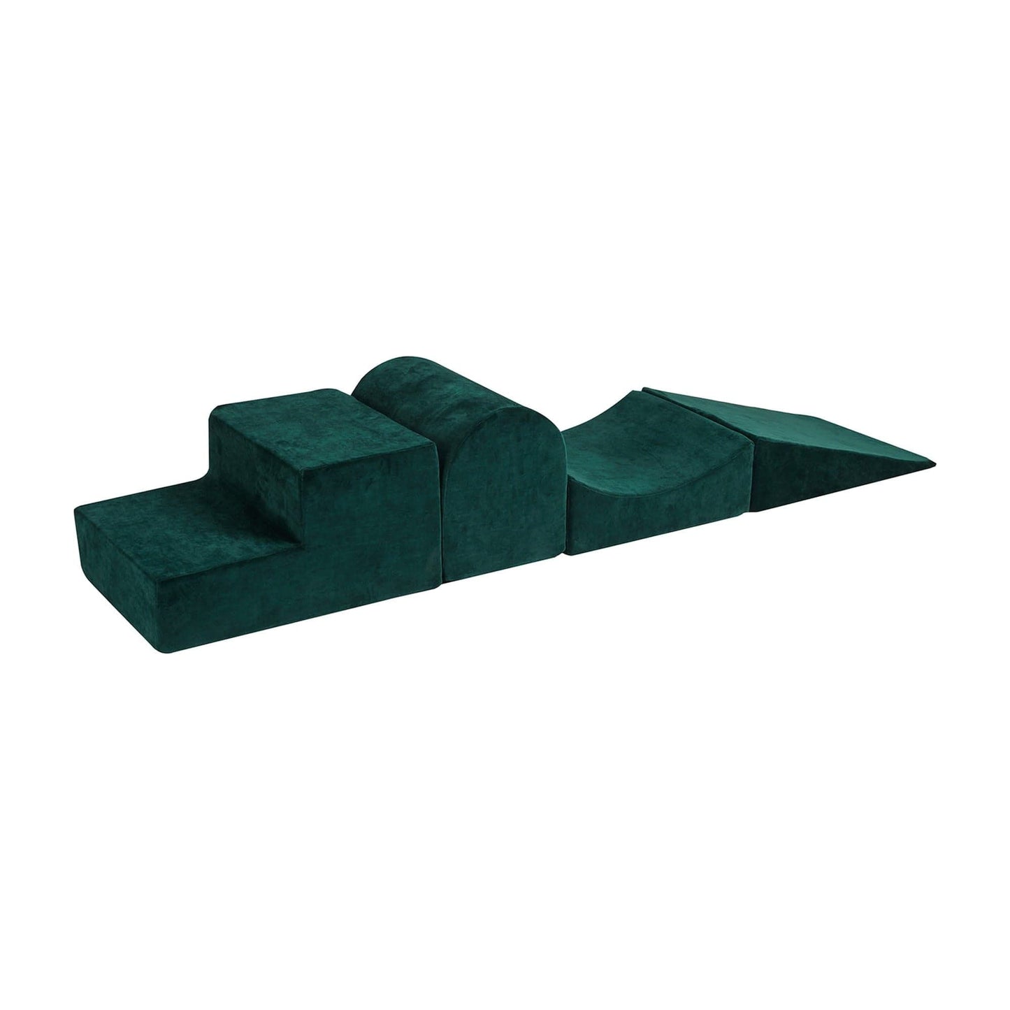 MeowBaby Velvet 4 Piece Kids Softplay Set Dark Green