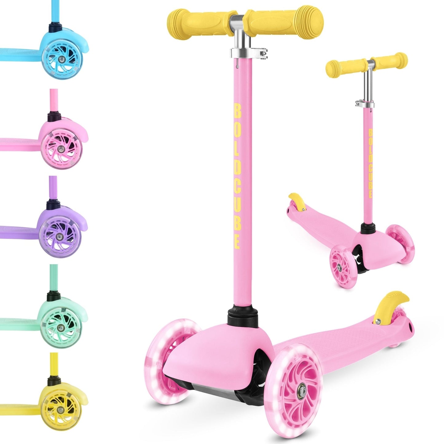 BOLDCUBE Pink & Yellow - Teeny 3 Wheel Scooter