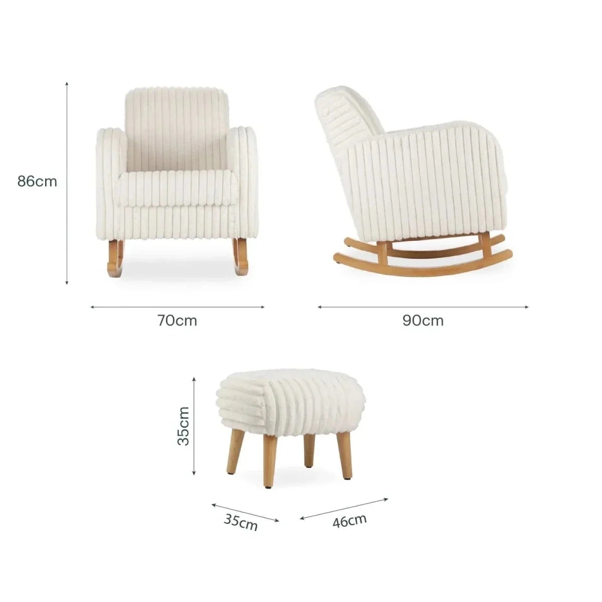 CuddleCo Etta Nursing Chair & Foot Stool - Faux Fur Cream