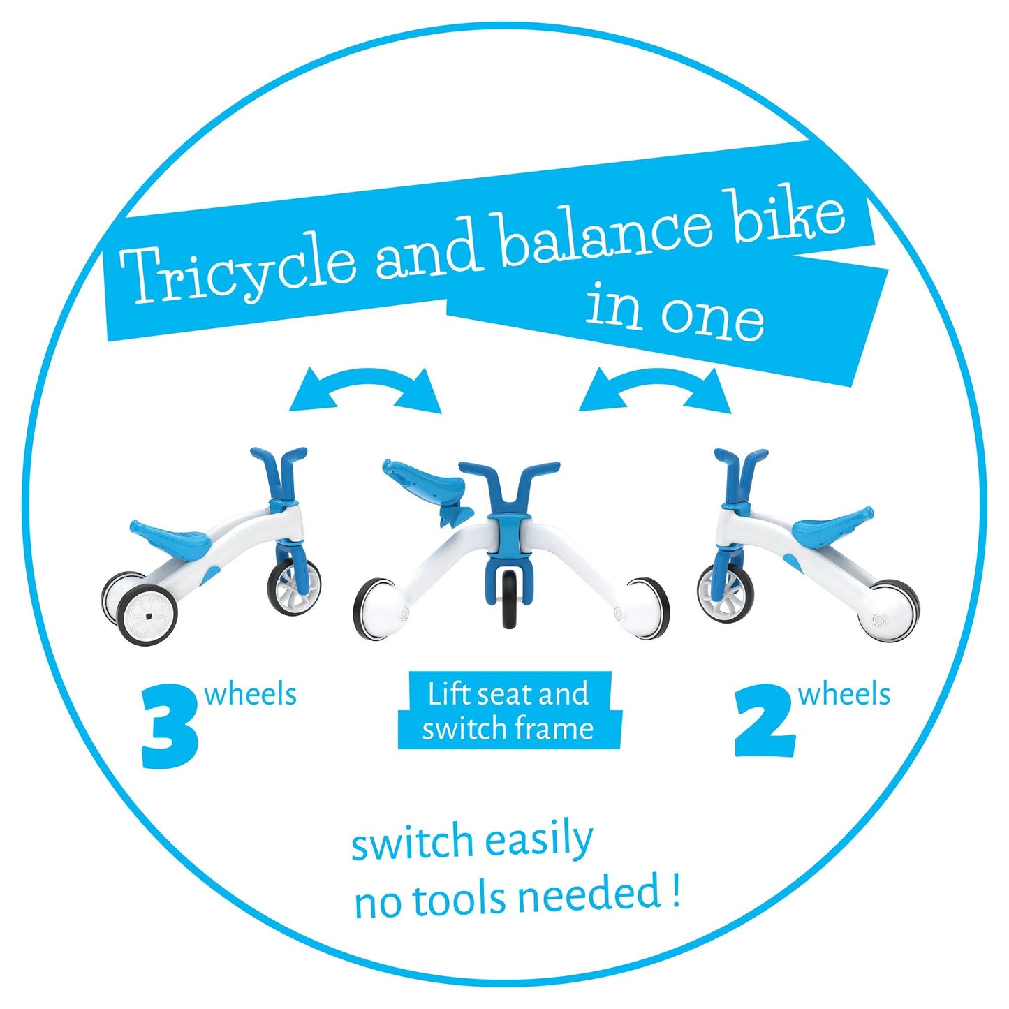 Chillafish BUNZI Trike Blue 2in1 balance bike and trike