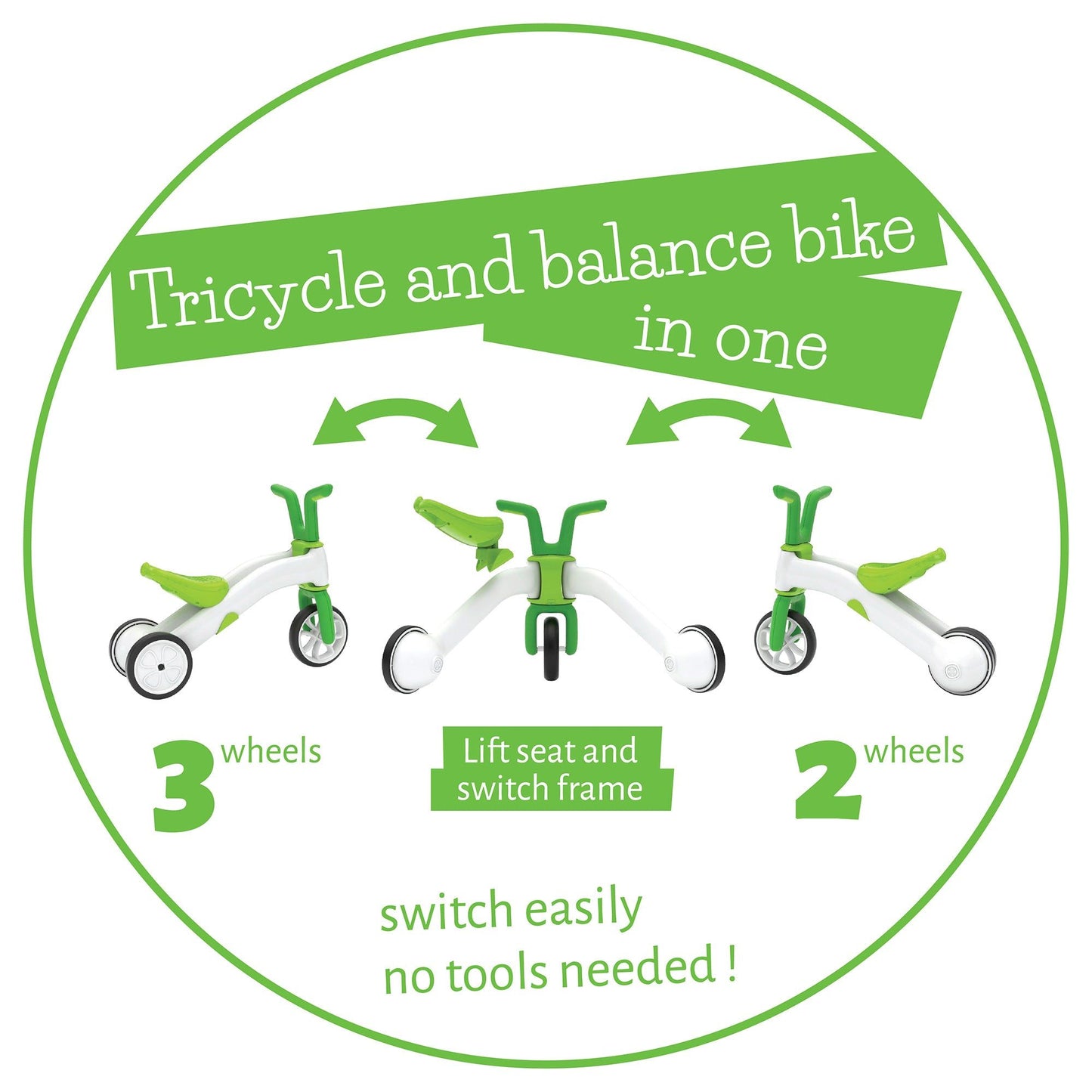 Chillafish BUNZI Trike Lime 2in1 balance bike and trike