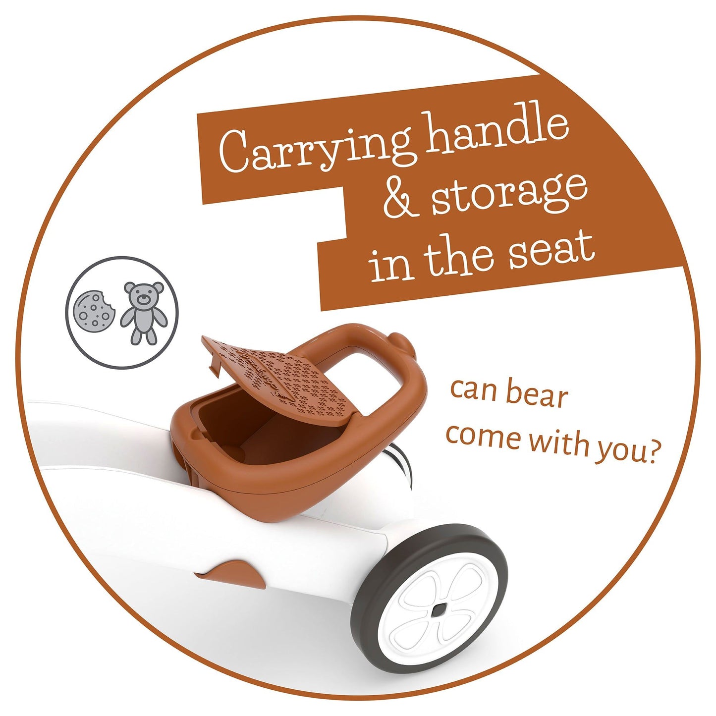Chillafish BUNZI Trike Camel carrying handle and storage in seat