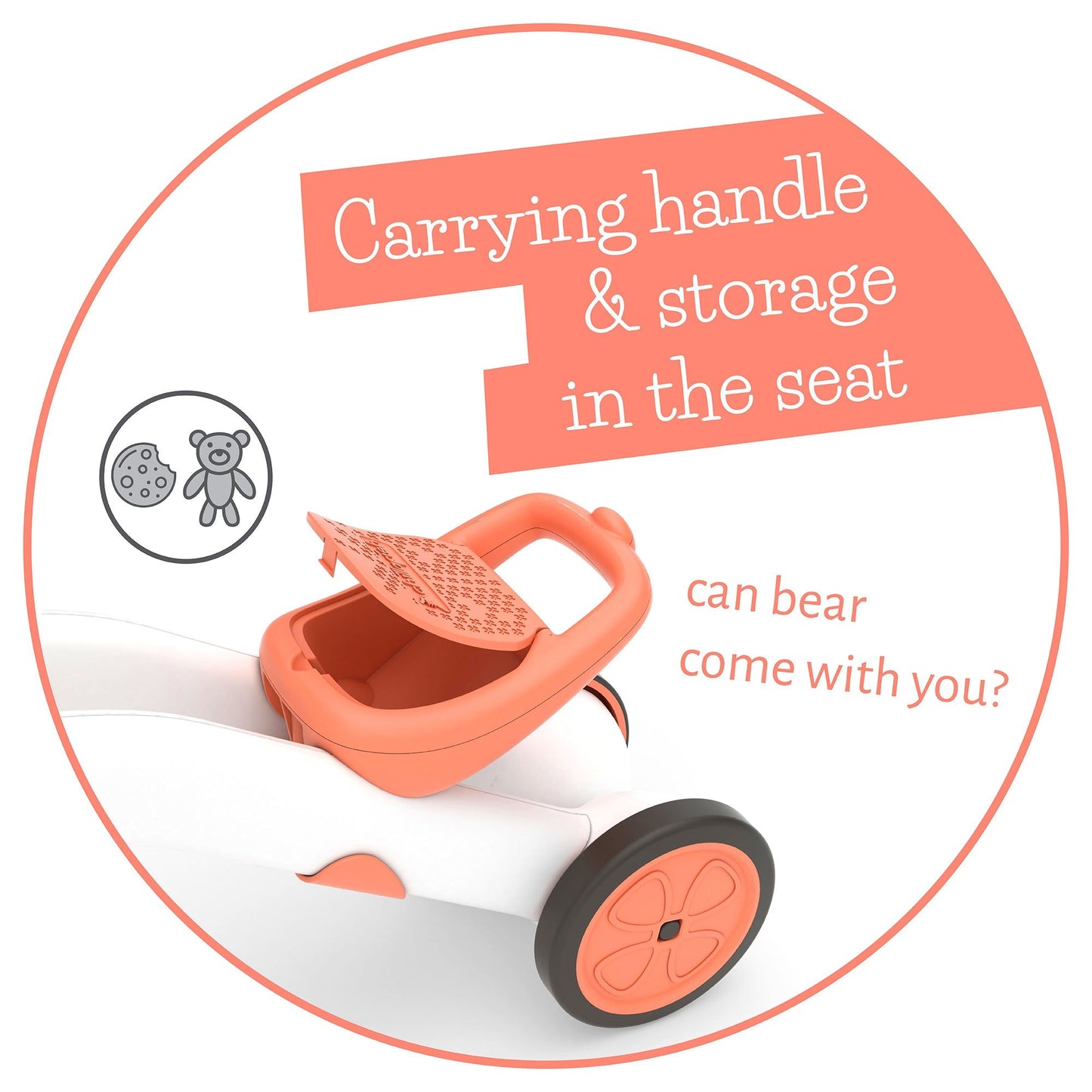 Chillafish BUNZI Trike Flamingo carrying handle and storage in seat