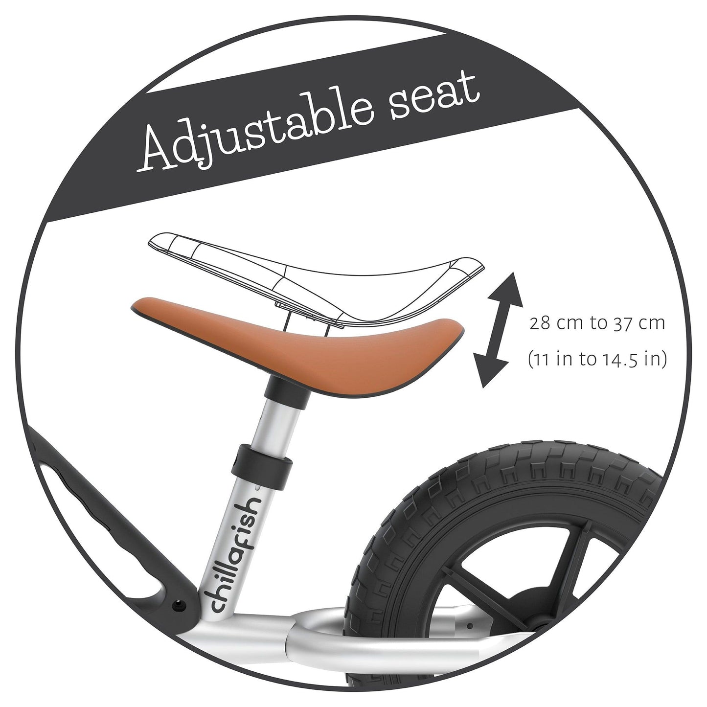 Chillafish Balance Bike Charlie Silver with adjustable seat