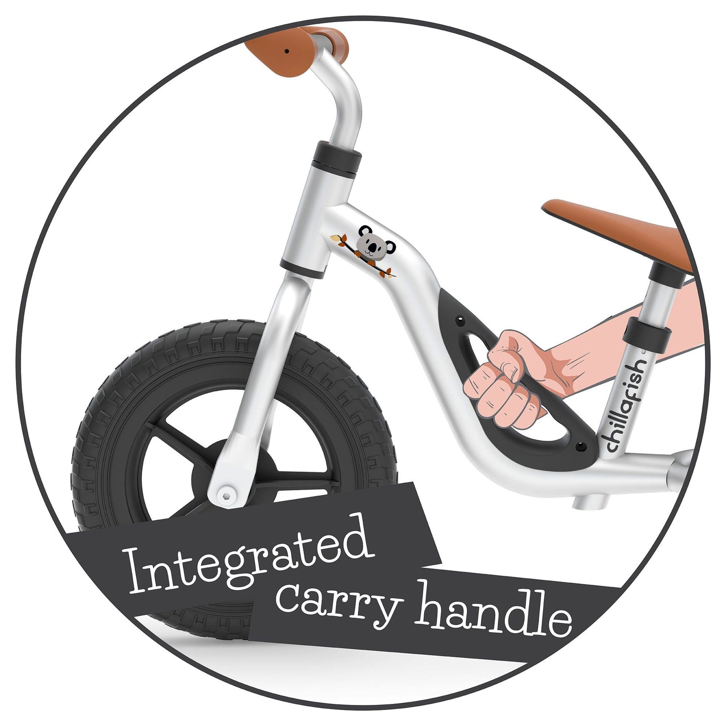 Chillafish Balance Bike Charlie Silver carry handle diagram