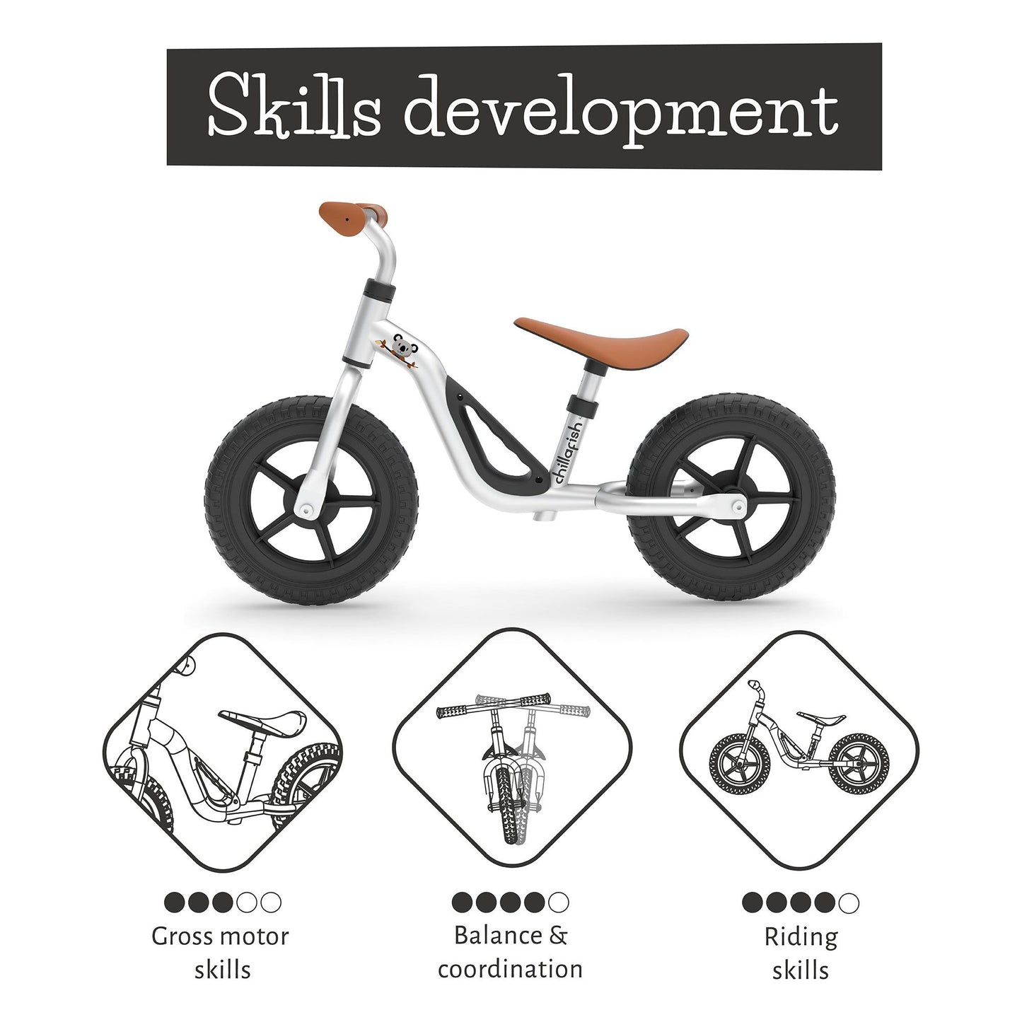 Chillafish Balance Bike Charlie Silver skills development
