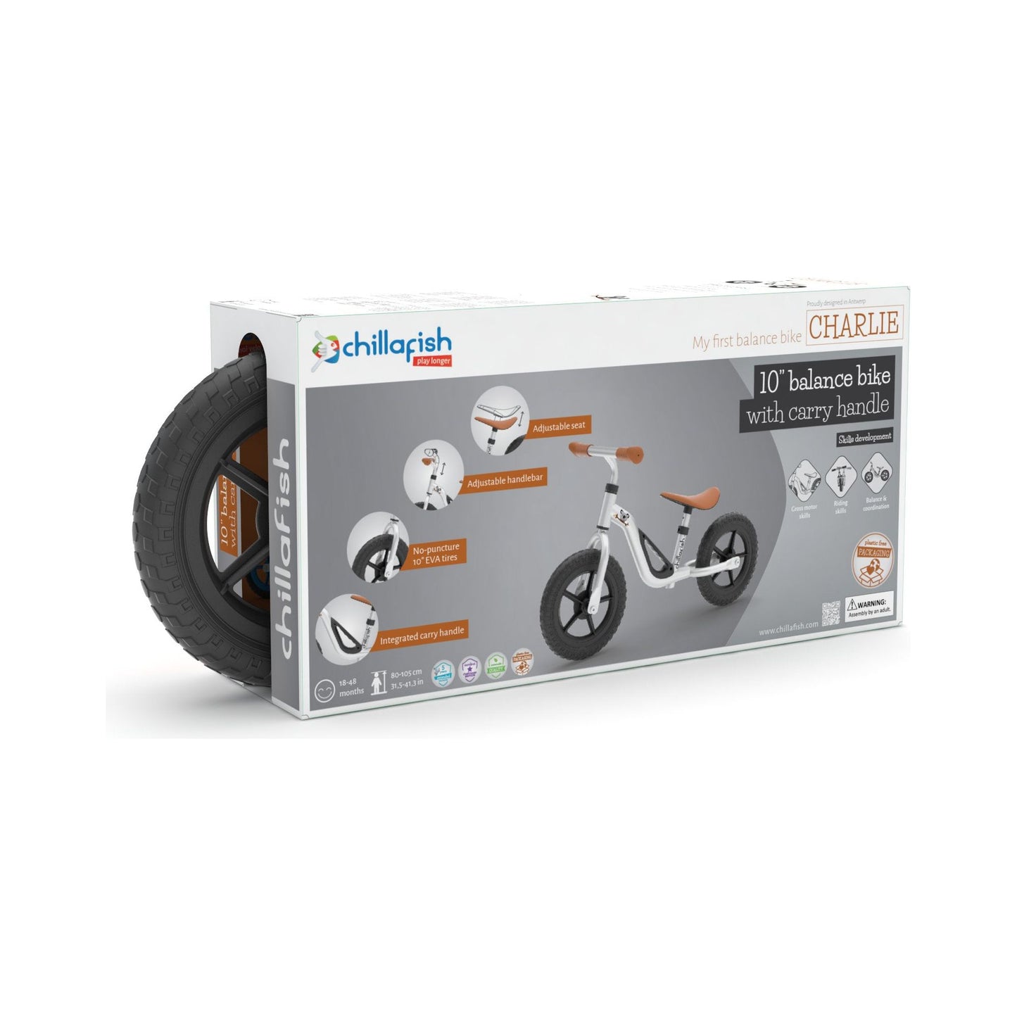 Chillafish Balance Bike Charlie Silver in box