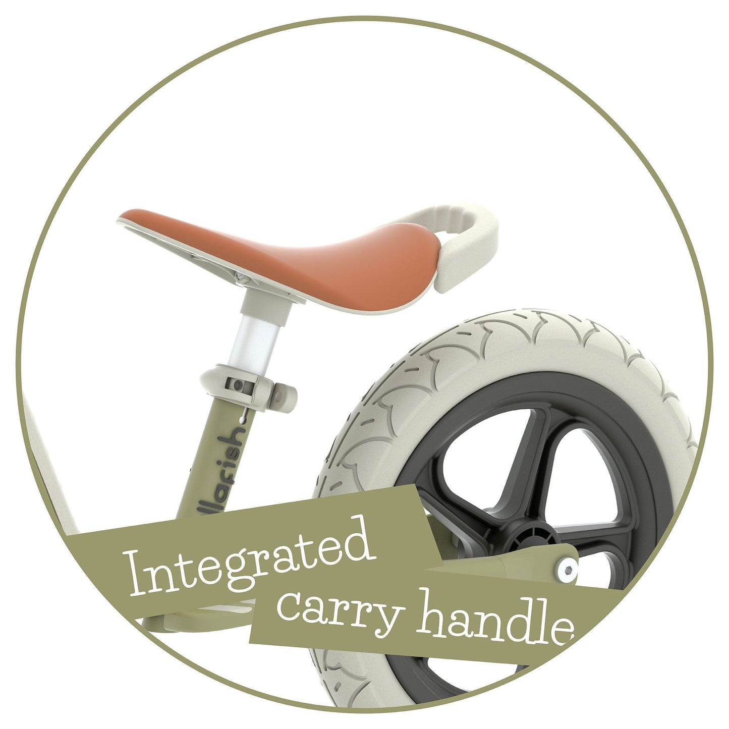 Chillafish Balance Bike Charlie LUX - Olive integrated carry handle close up
