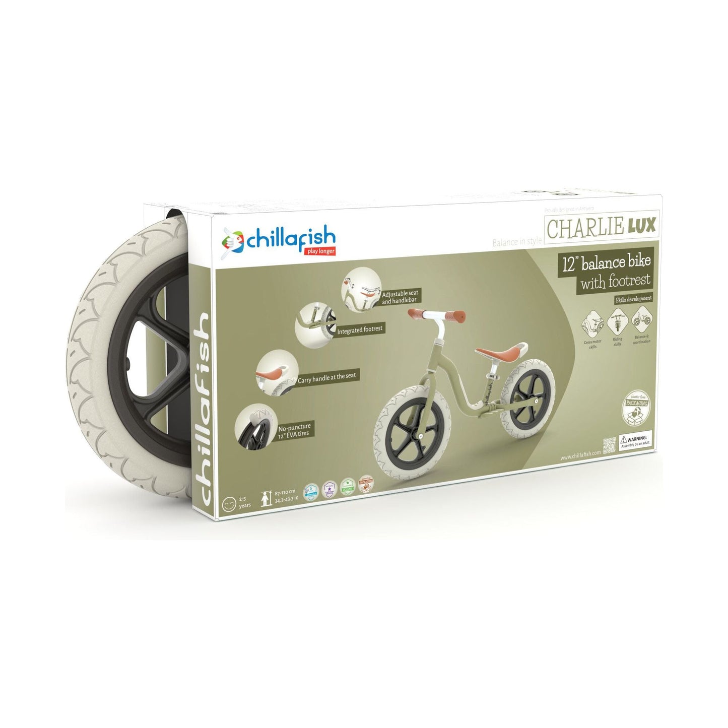 Chillafish Balance Bike Charlie LUX - Olive box