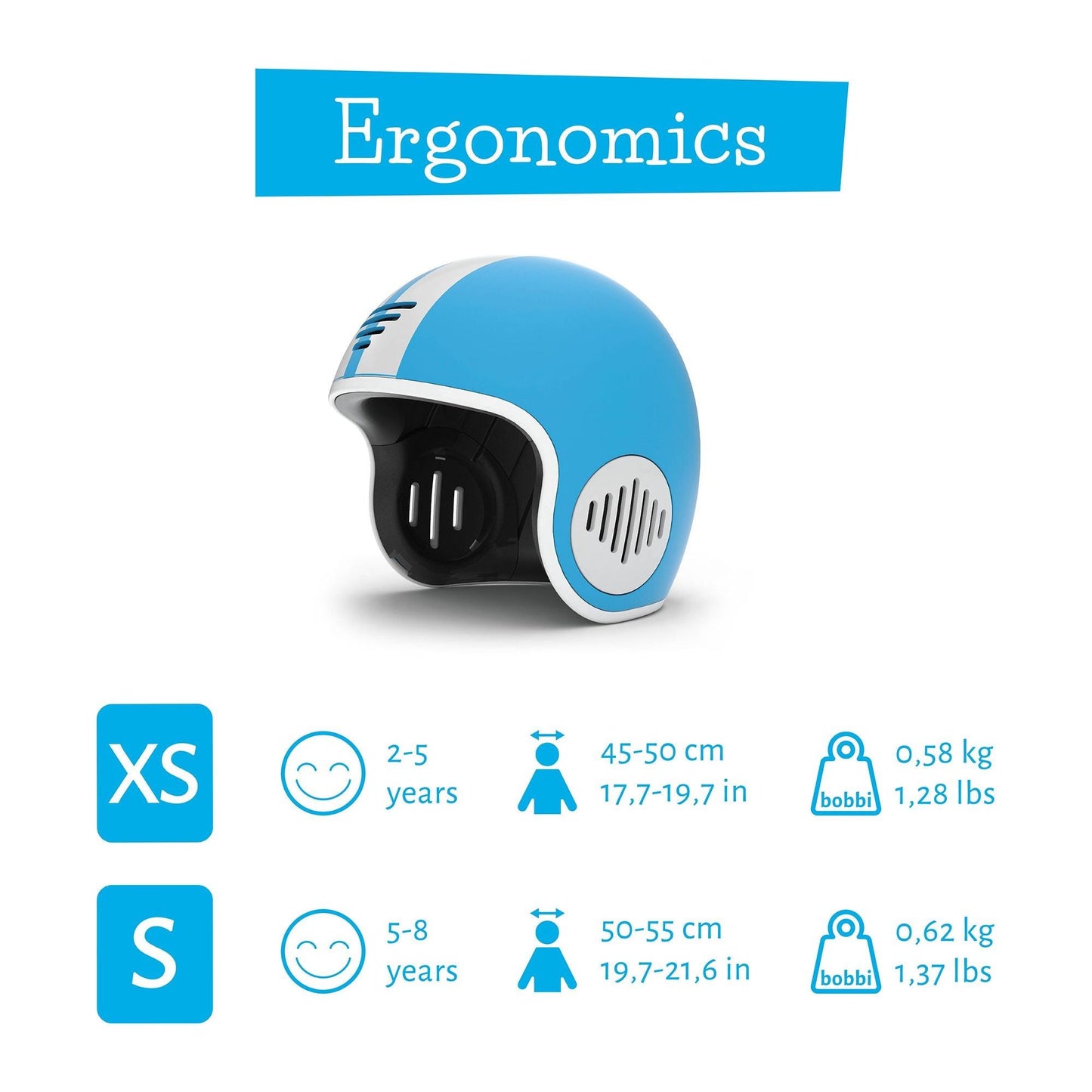 Chillafish Helmet Bobbi Small Blue size guide