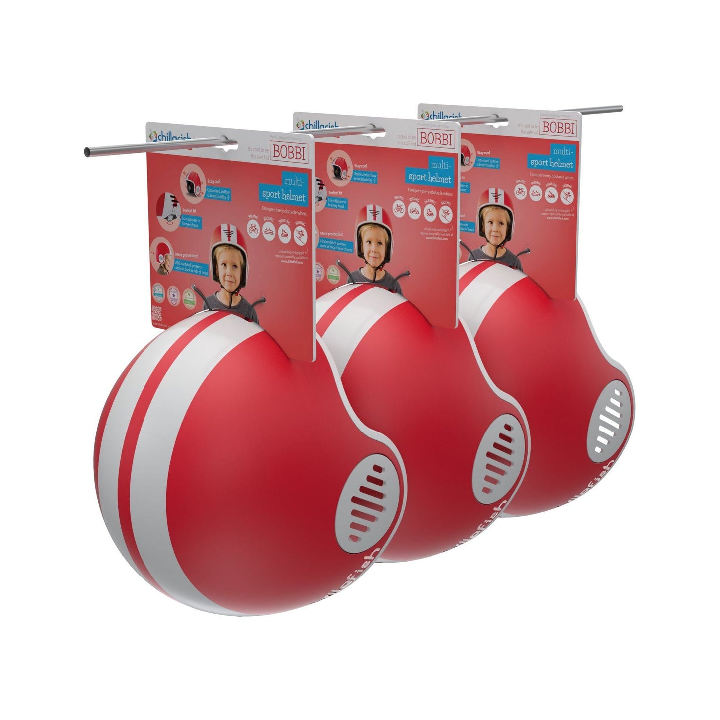 Chillafish Helmet Bobbi Small Red on shelf display