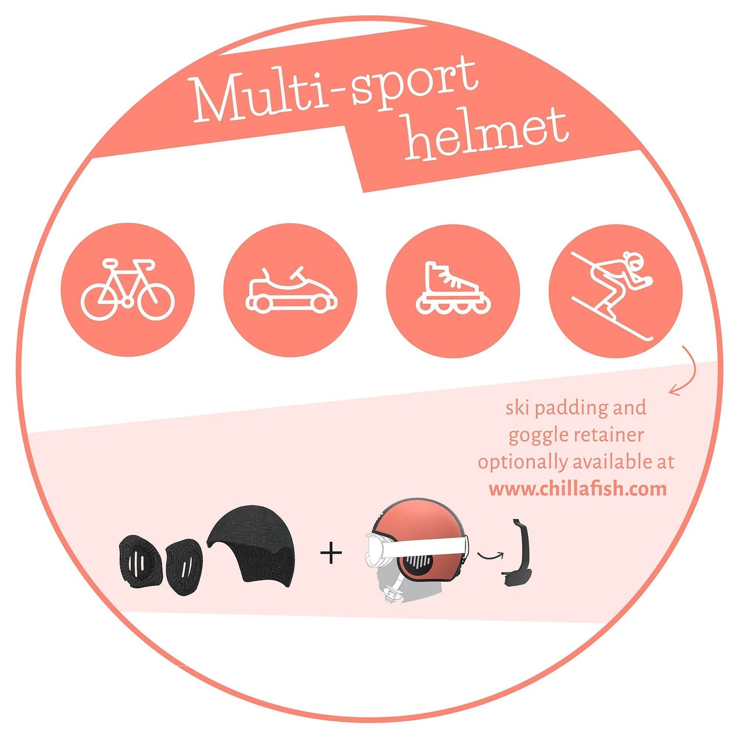Chillafish kids Helmet Bobbi Small Rose multi sports helmet for bikes, go karts, skating and skiing