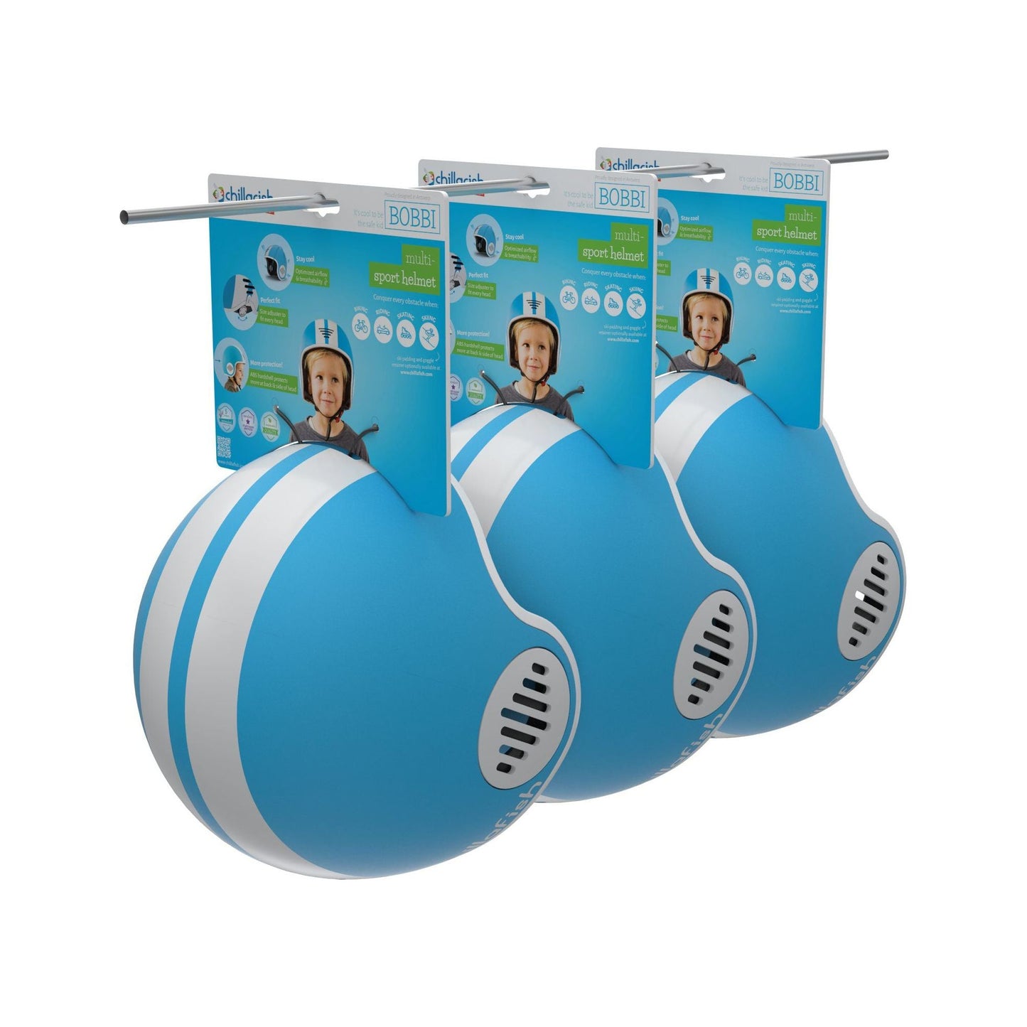 Chillafish Kids Helmet Bobbi XS Blue on shelf hanger