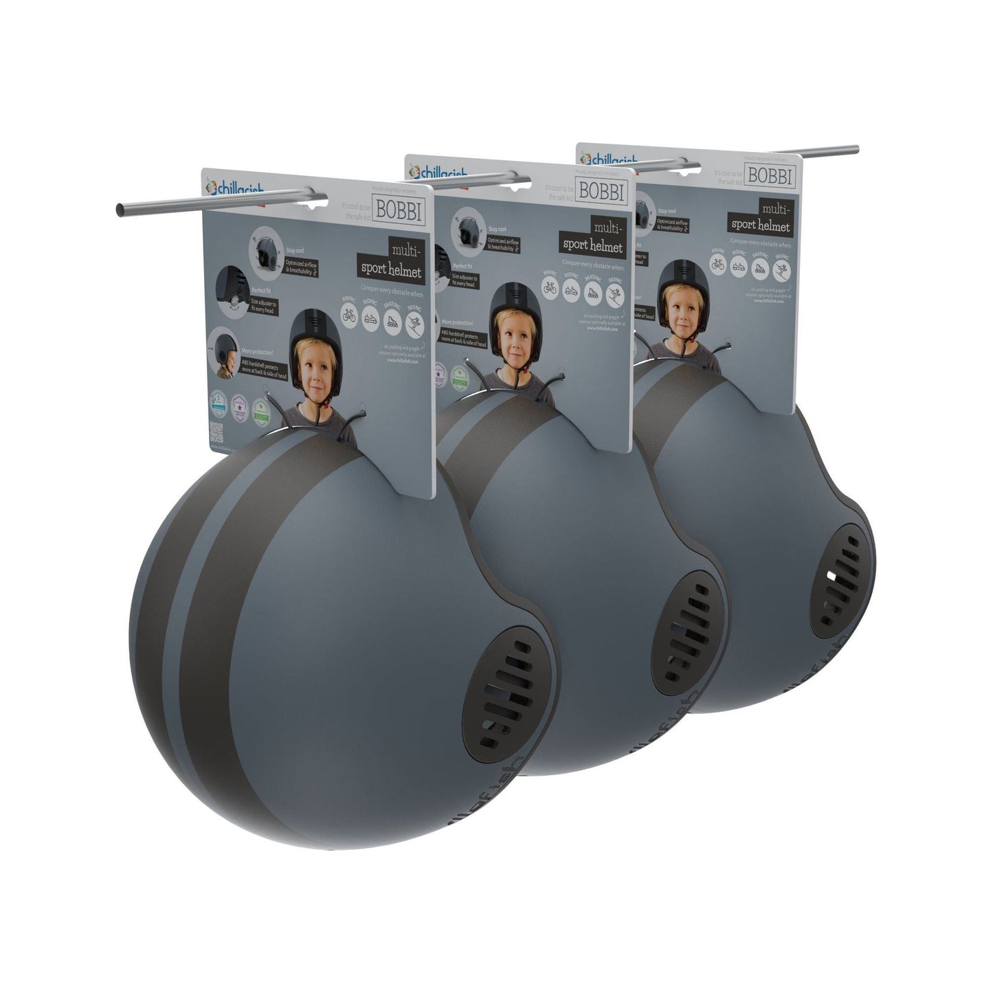 Chillafish Kids Helmet Bobbi XS Grey shelf hanger