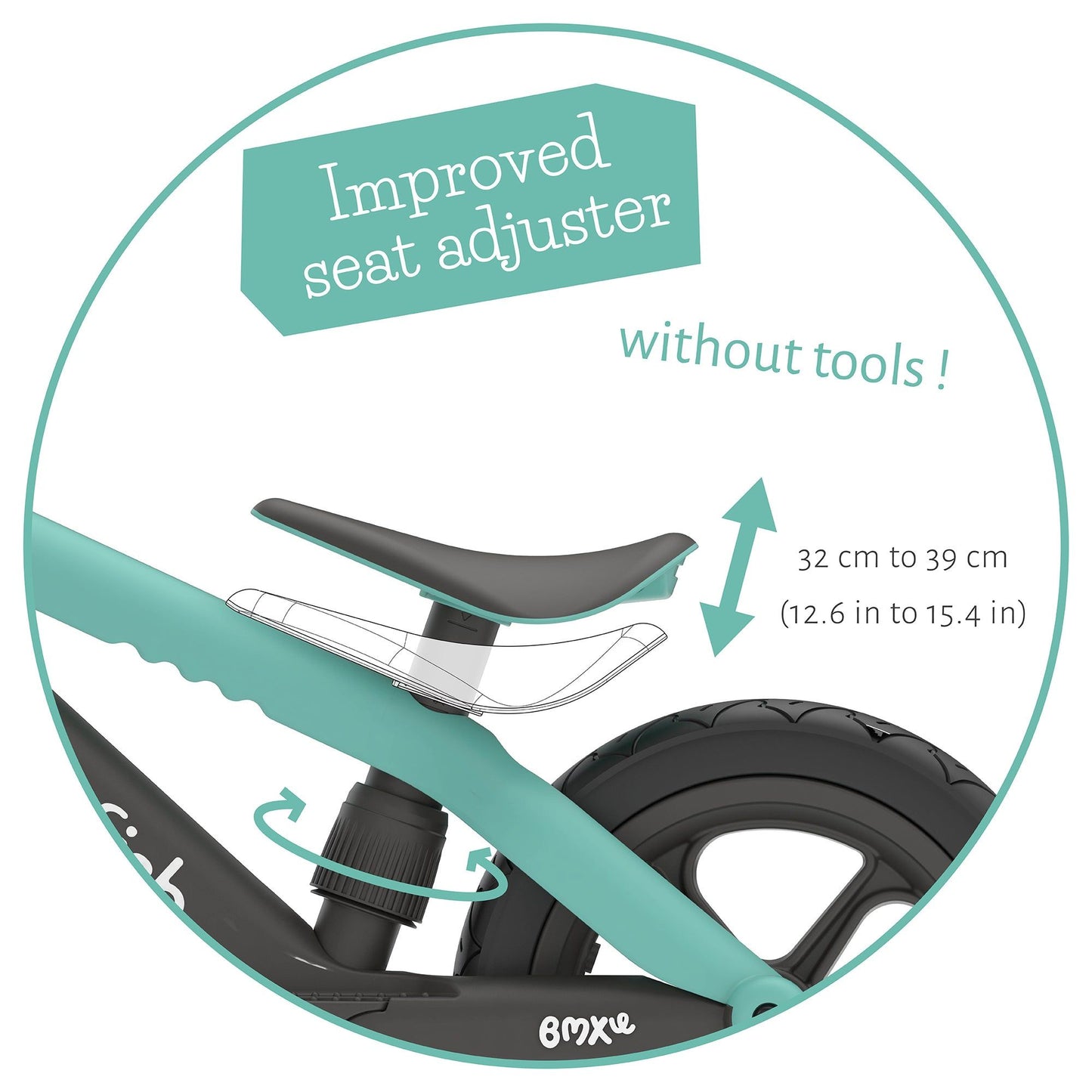 Chillafish BMXie Balance Bike Mint with seat adjuster
