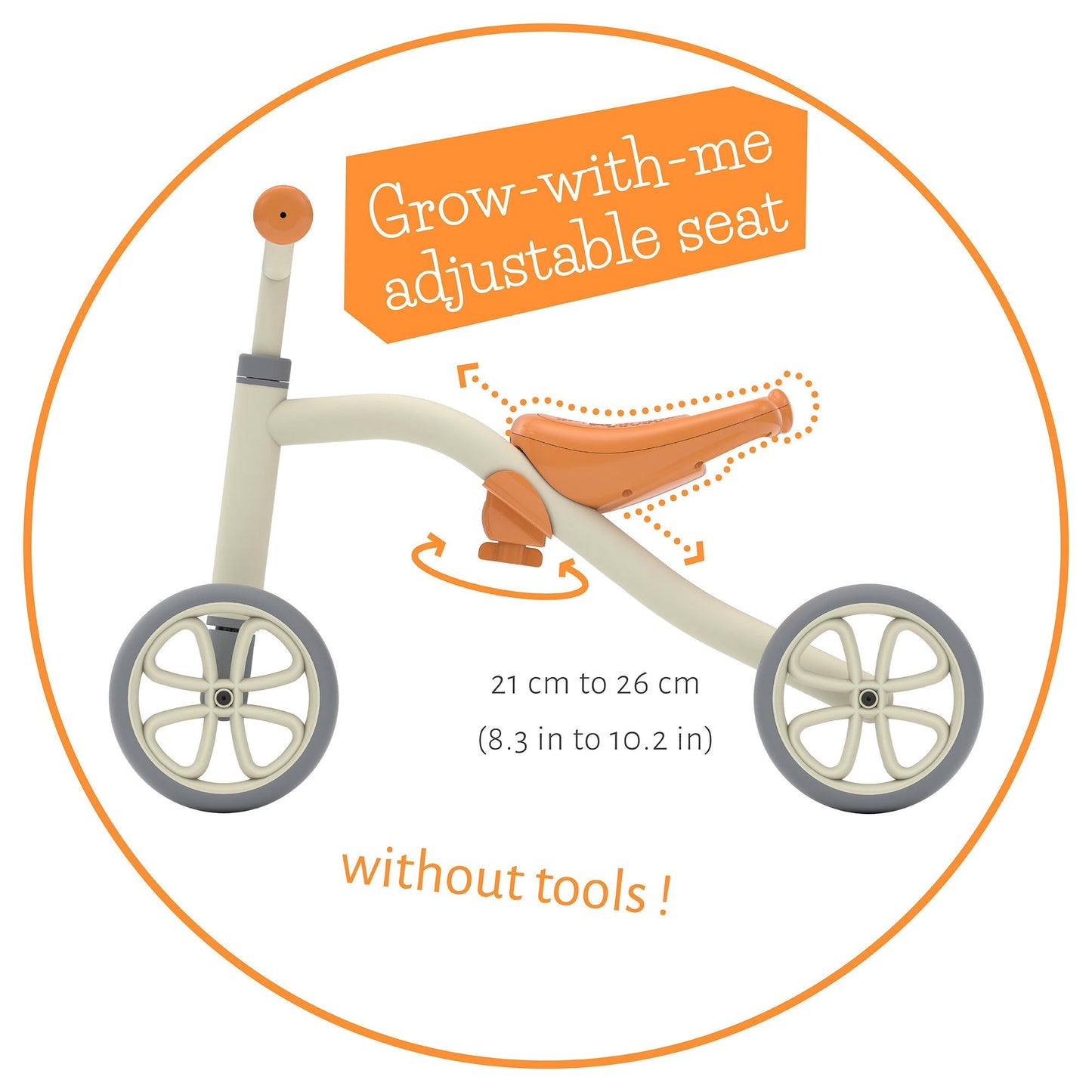 Chillafish Quadie Ride on Grey grow with me adjustable seat