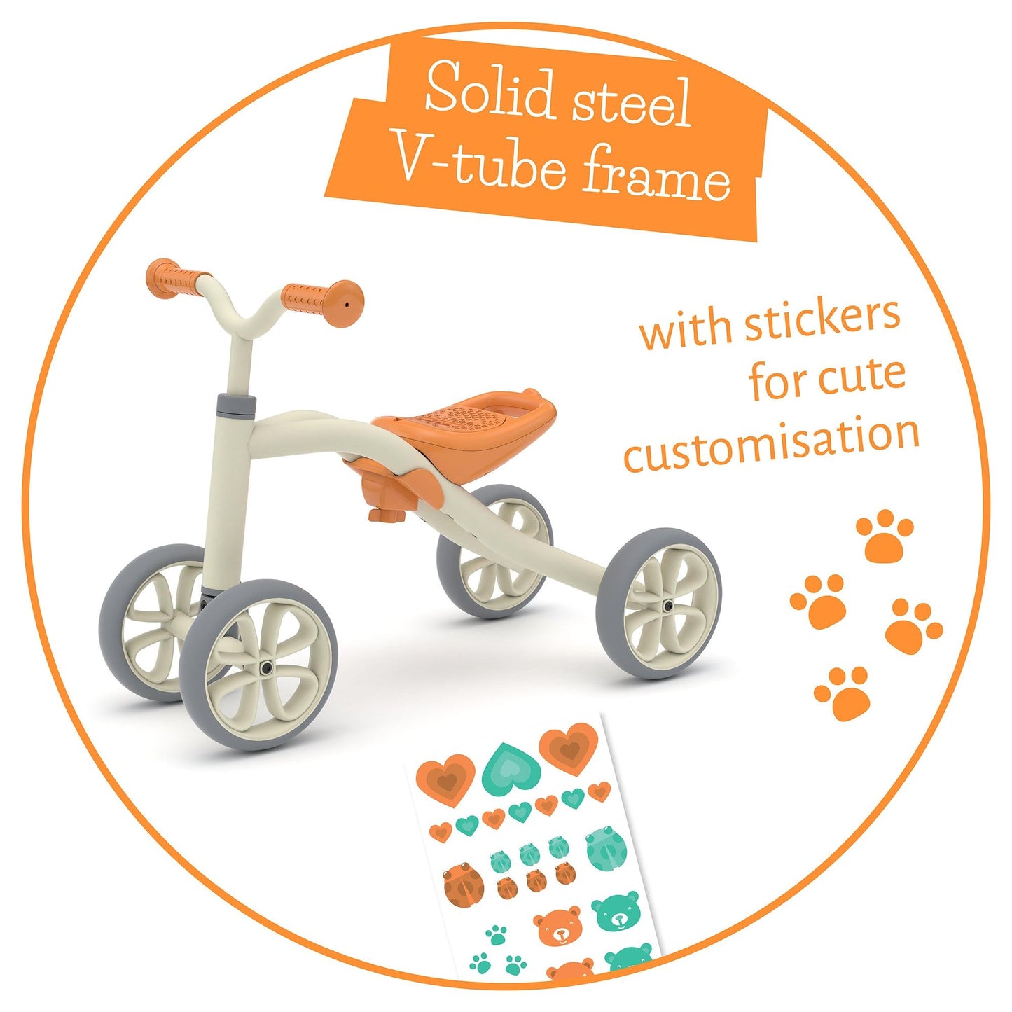 Chillafish Quadie Ride on Grey solid steel v tube frame