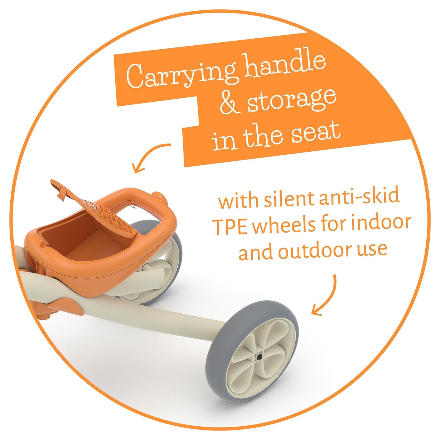 Chillafish Quadie Ride on Grey with carrying handle and storage in seat