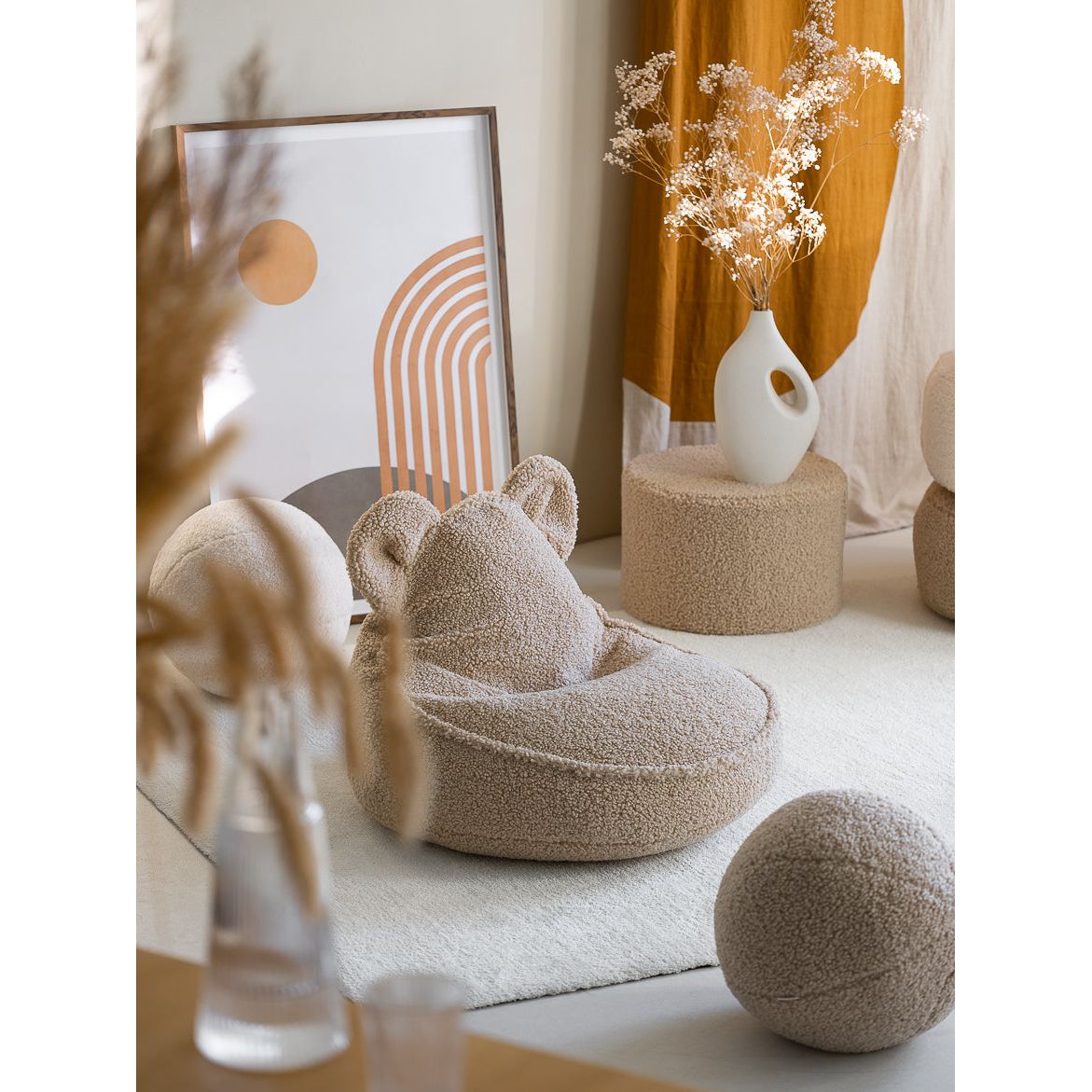 Wigiwama Bear Beanbag - Teddy Boucle