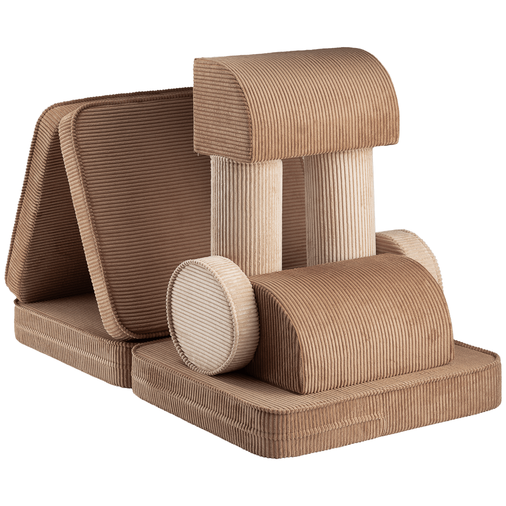 Wigiwama Toffee Settee pieces stacked on each other