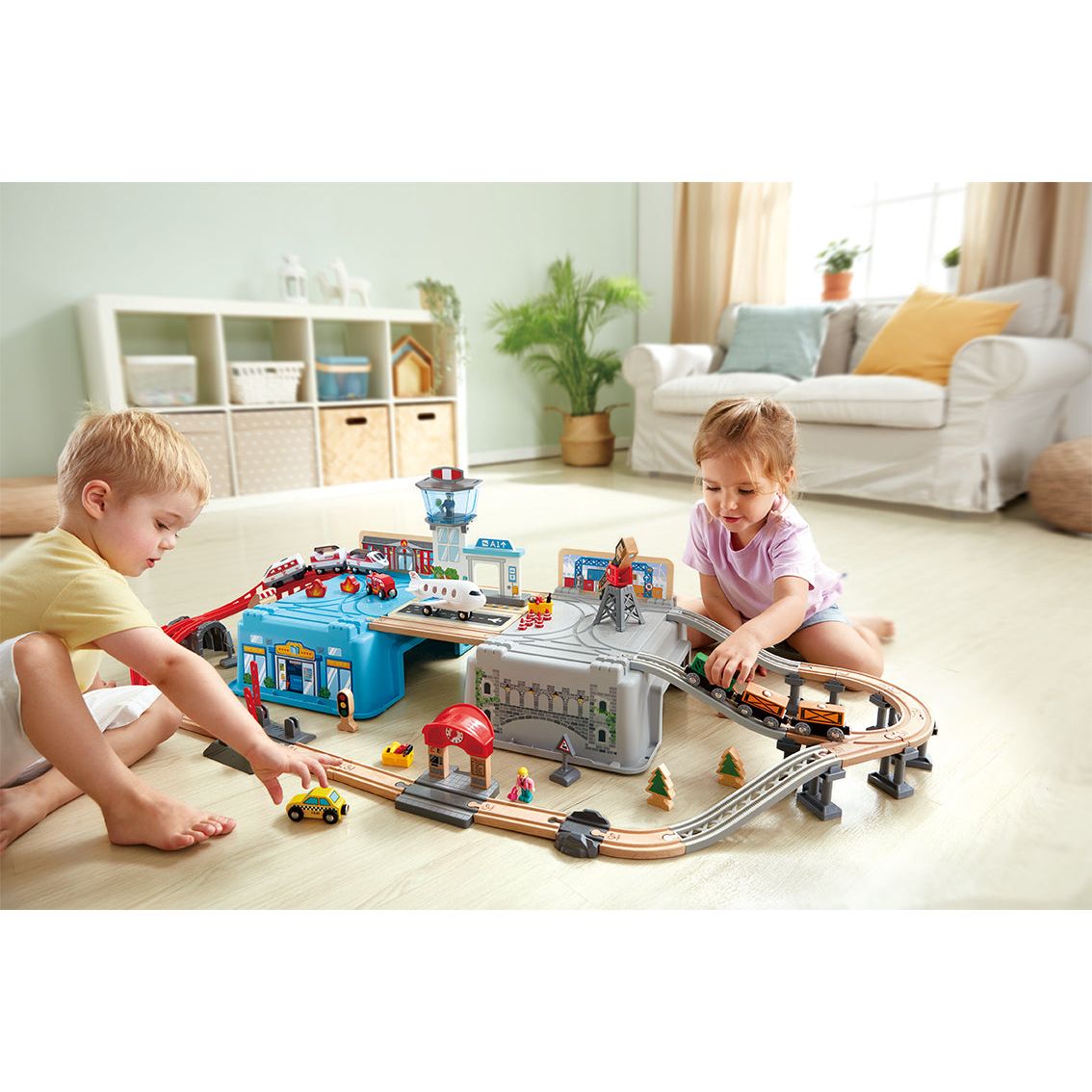 Hape Mega Metropolis Train Bucket Set (80 pieces) Age 3+