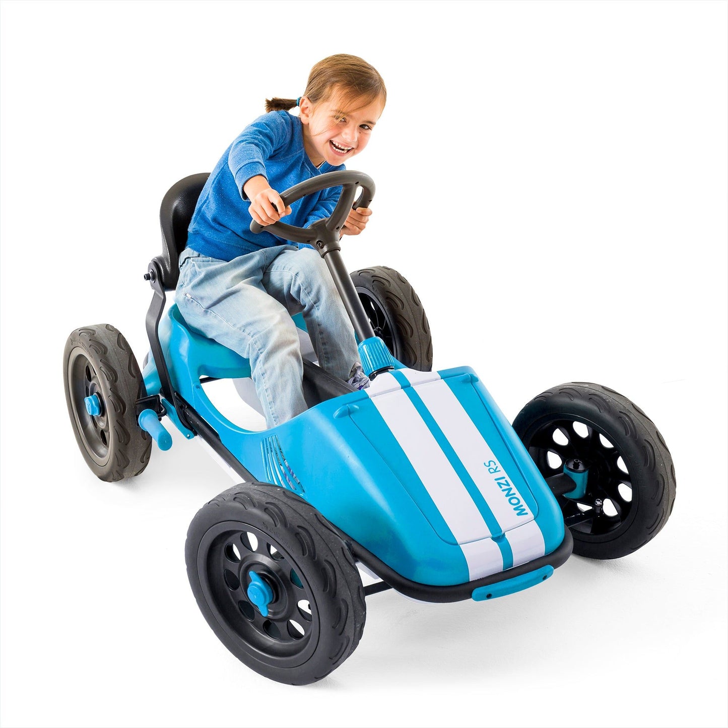 child steering Chillafish Kids Monzi Go Kart - Blue